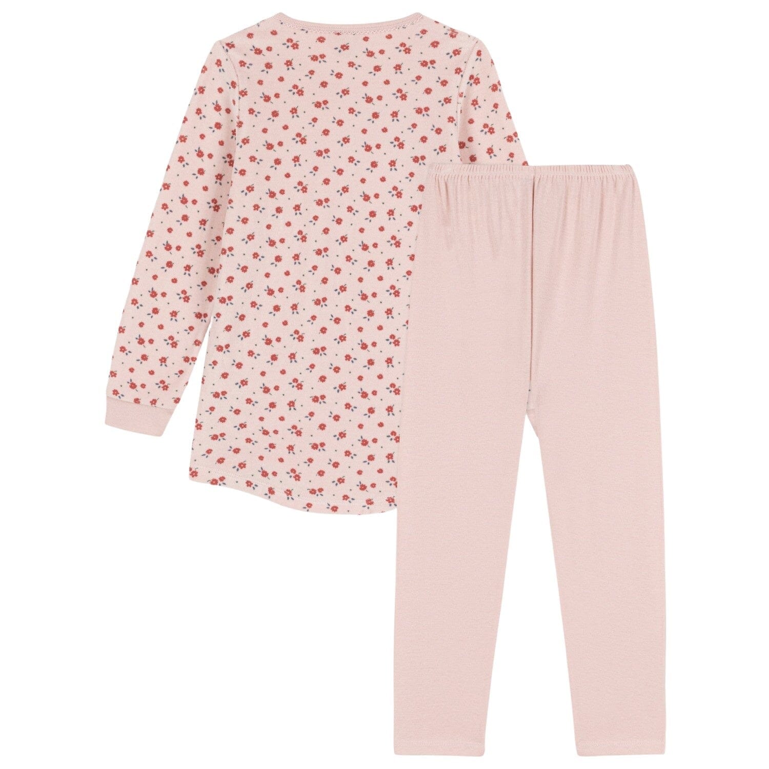 Petit Bateau Pyjama Molton Set rosa mit Blumen Schlafanzug Petit Bateau