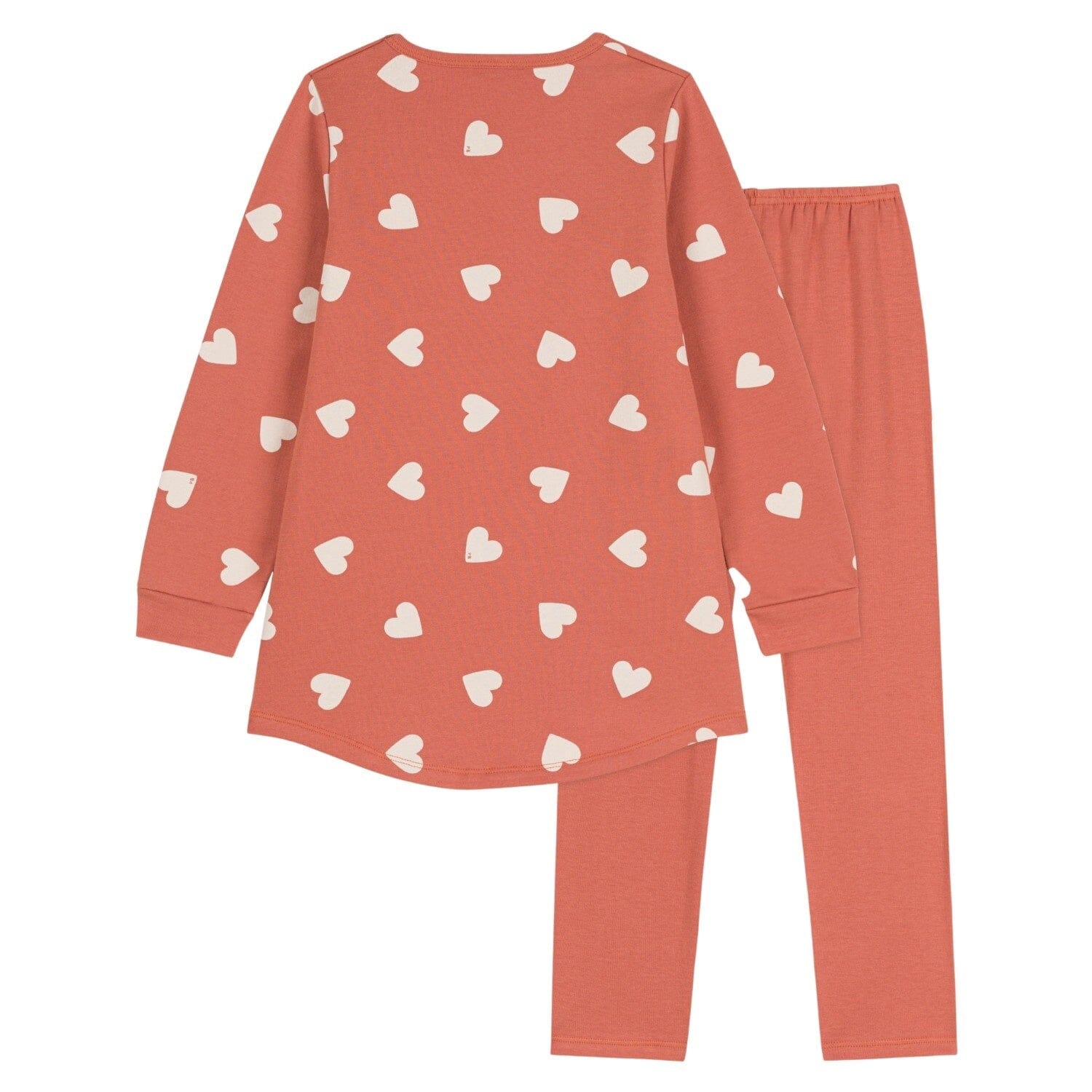 Petit Bateau Pyjama Set rot Herzen aus Molton Schlafanzug Petit Bateau