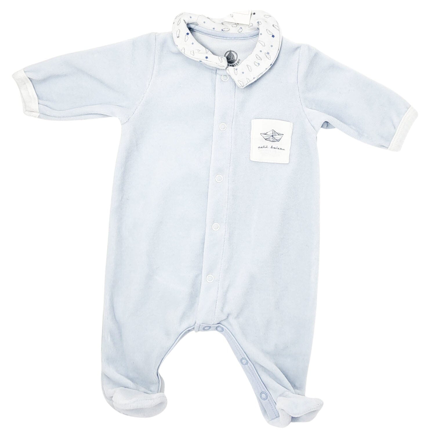 Petit Bateau weicher Nicky Strampler hellblau Strampler Petit Bateau