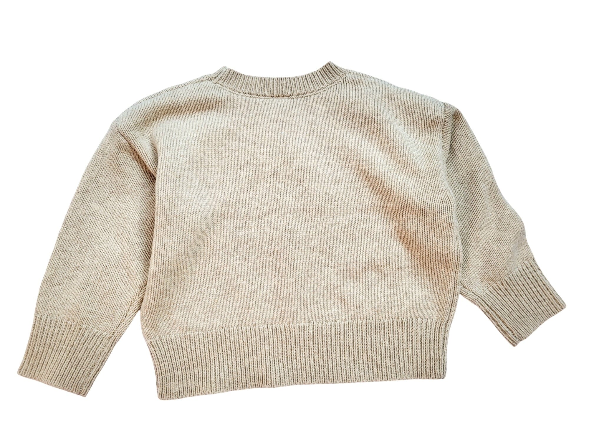 Petit Bateau Strickpullover beige mit rotem großem Herz vorne Wolle Rippstrick kuschelig warm Pullover Petit Bateau