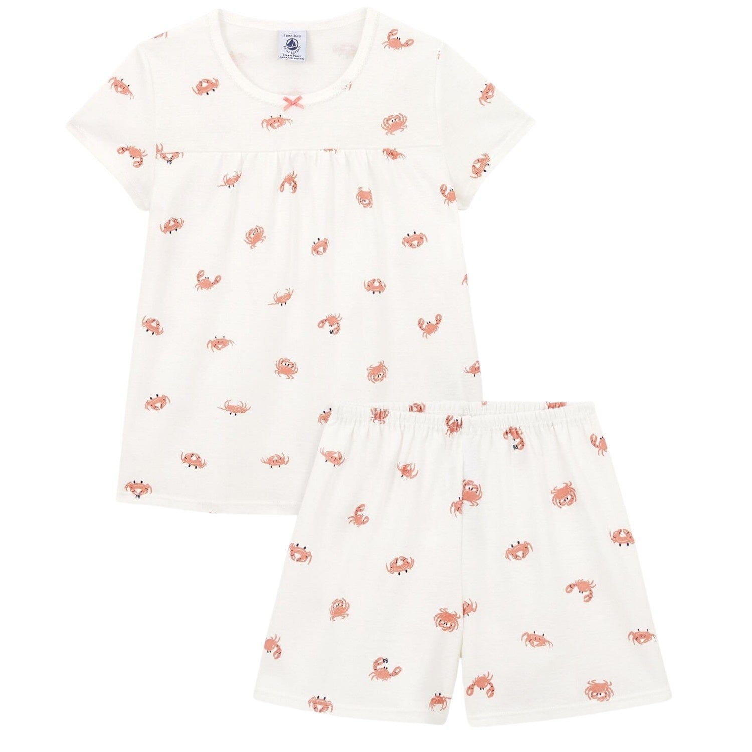 Petit Bateau kurz Pyjama mit Krabben Muster Gr. 3-12 Jahre Schlafanzug Petit Bateau
