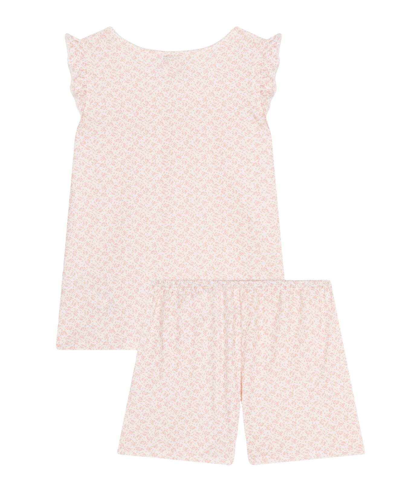Petit Bateau kurzer Pyjama mit rosafarbenem Rosenmuster Schlafanzug Petit Bateau
