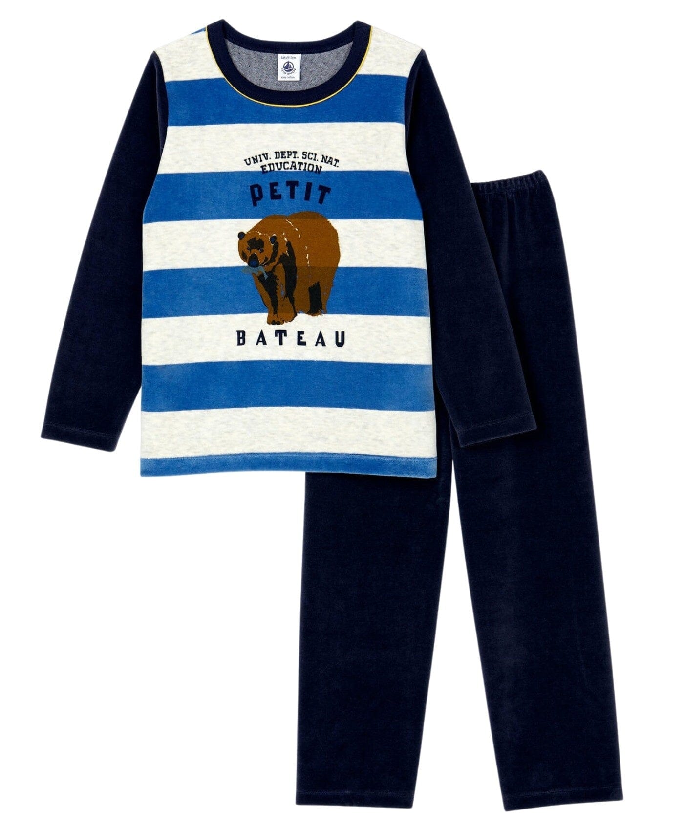 Petit Bateau Samt Pyjama Bär Blockstreifen Schlafanzug Petit Bateau
