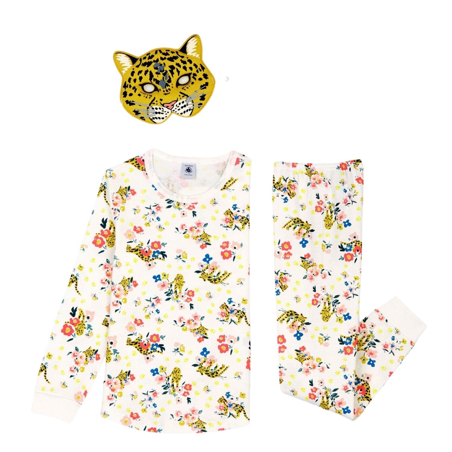 Petit Bateau Schlafanzug mit leuchtendem Leopardenprint und Leopardenmaske für Mädchen Schlafanzug Petit Bateau