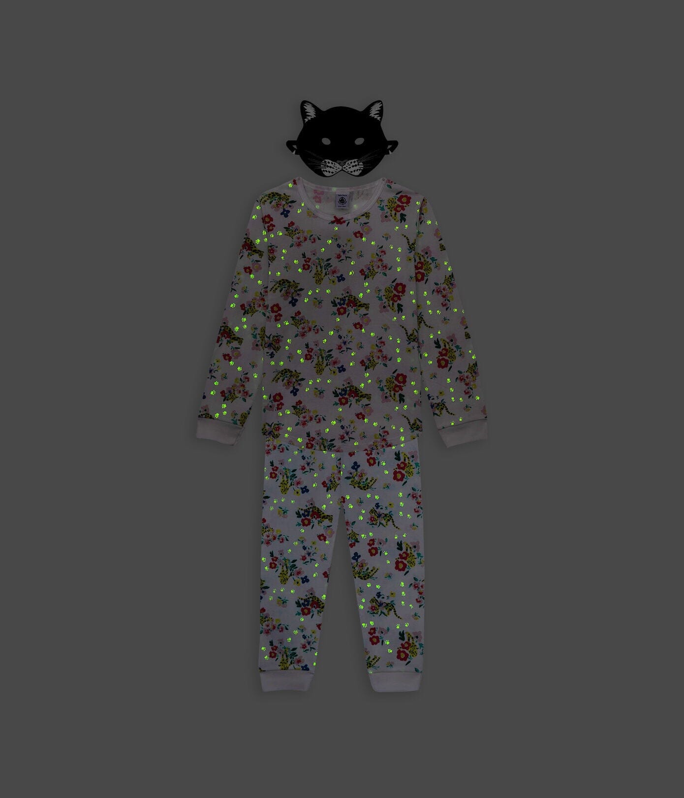 Petit Bateau Schlafanzug mit leuchtendem Leopardenprint und Leopardenmaske für Mädchen Schlafanzug Petit Bateau