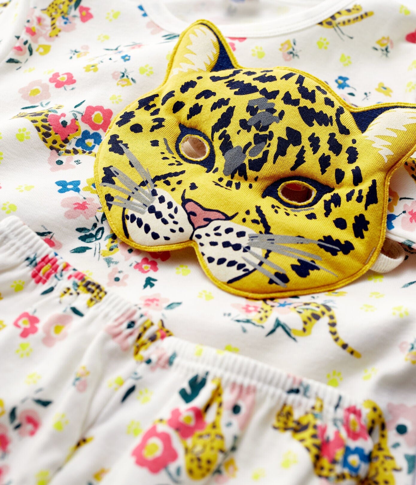 Petit Bateau Pyjama mit leuchtendem Leopardenprint und Leopardenmaske für Mädchen Schlafanzug Petit Bateau