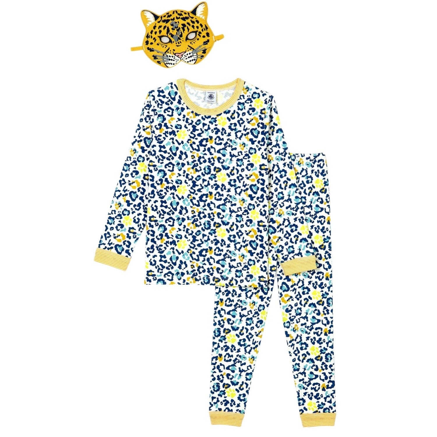 Petit Bateau Pyjama mit leuchtendem Leopardenprint und Leopardenmaske Schlafanzug Petit Bateau