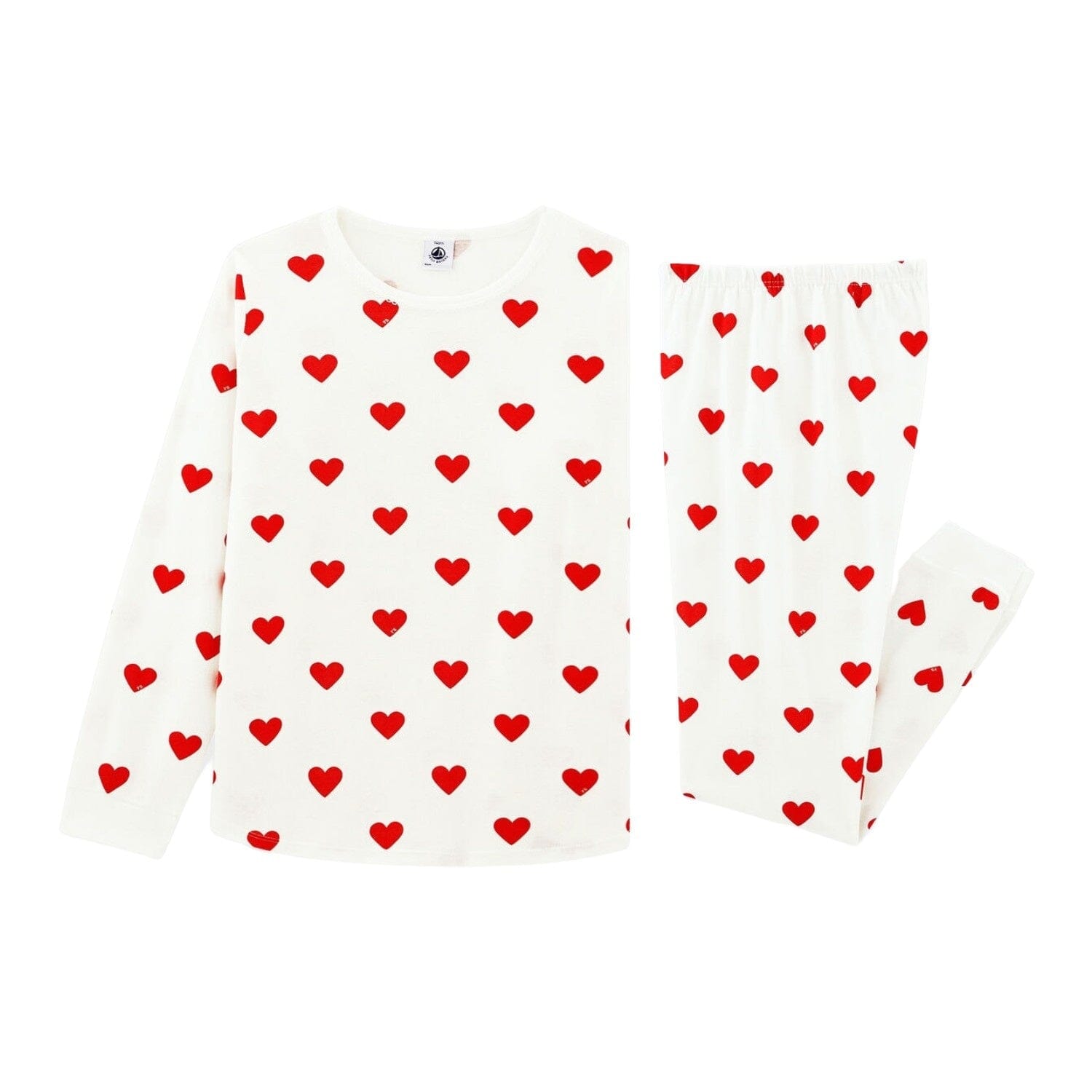 Petit Bateau Pyjama creme Herzen aus Biobaumwolle Schlafanzug Petit Bateau