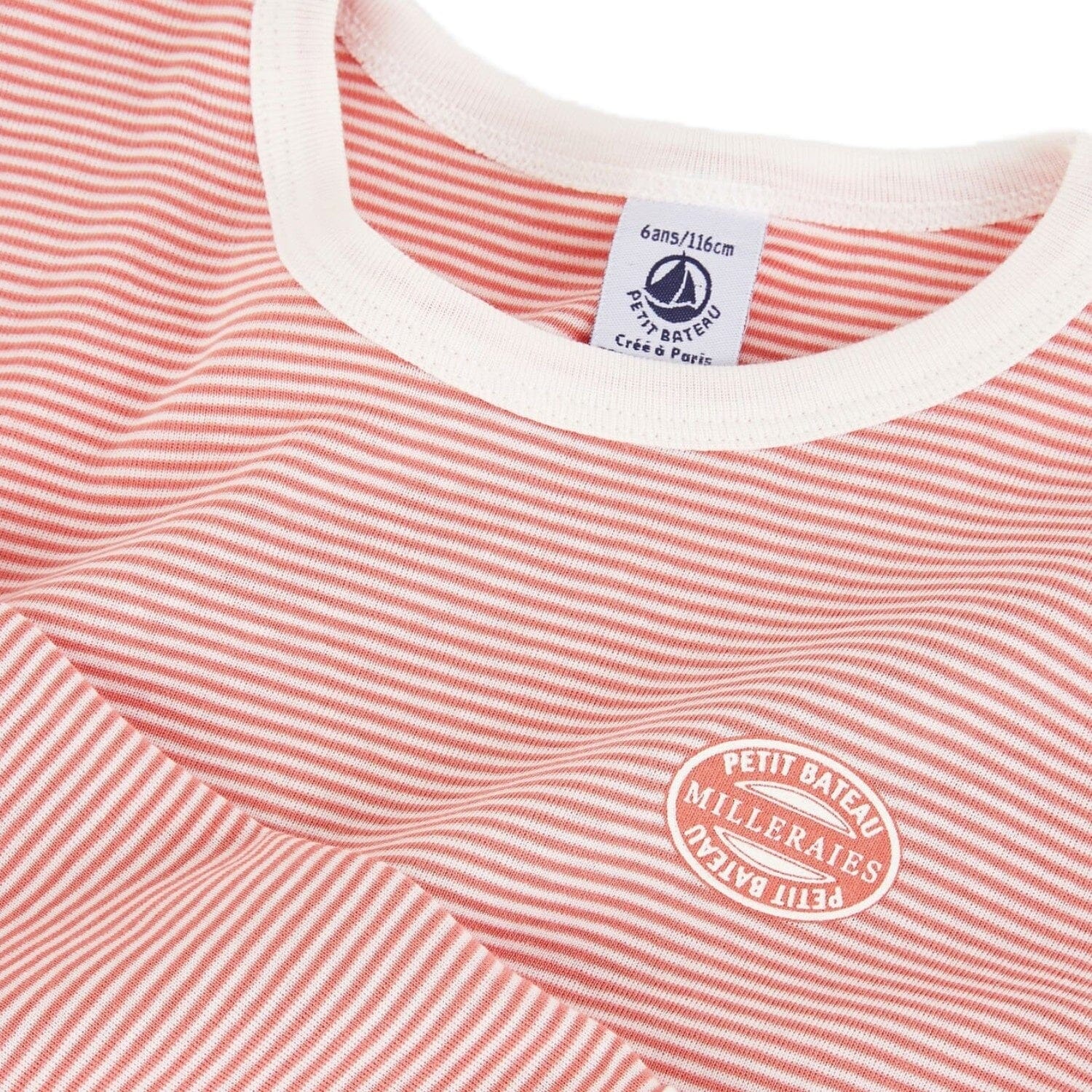 Petit Bateau Pyjama Milleraies rosa weißer Streifenanzug Schlafanzug Petit Bateau