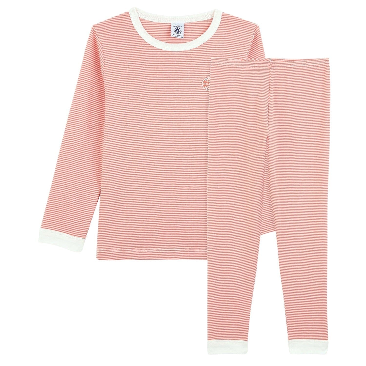 Petit Bateau Pyjama Milleraies rosa weißer Streifenanzug Schlafanzug Petit Bateau