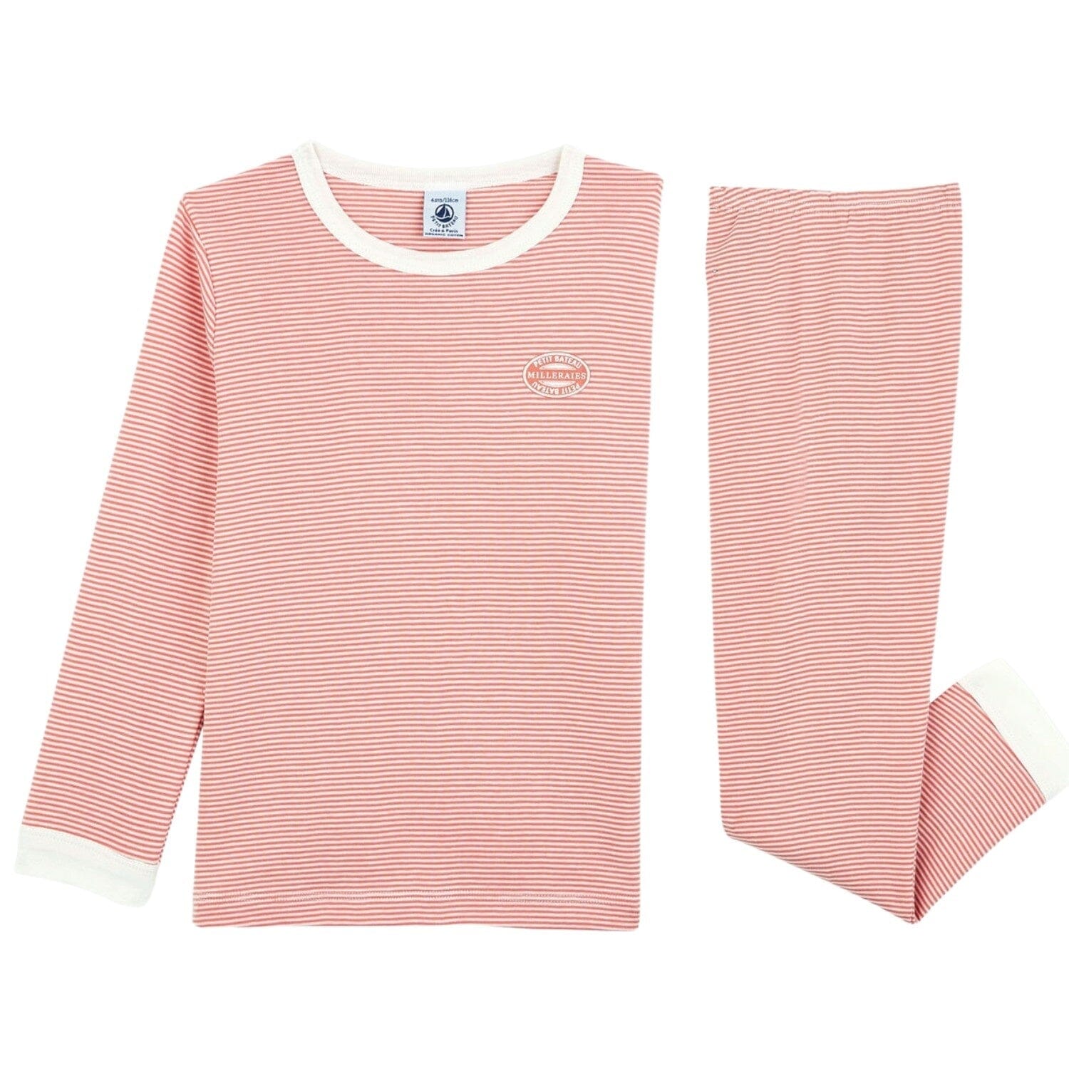 Petit Bateau Pyjama Milleraies rosa weißer Streifenanzug Schlafanzug Petit Bateau