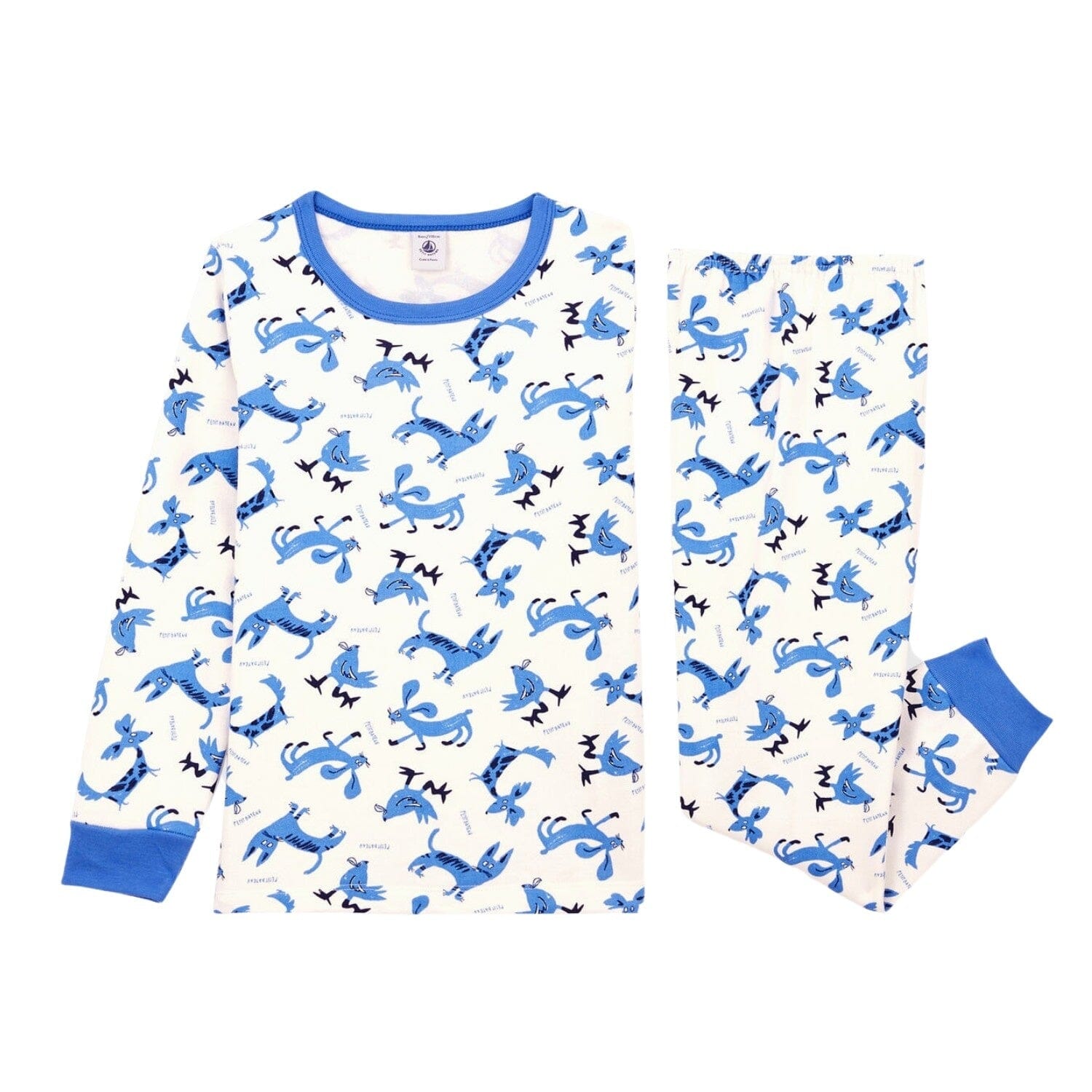 Petit Bateau Pyjama Milleraies aus Baumwolle mit Tiermotiv Schlafanzug Petit Bateau