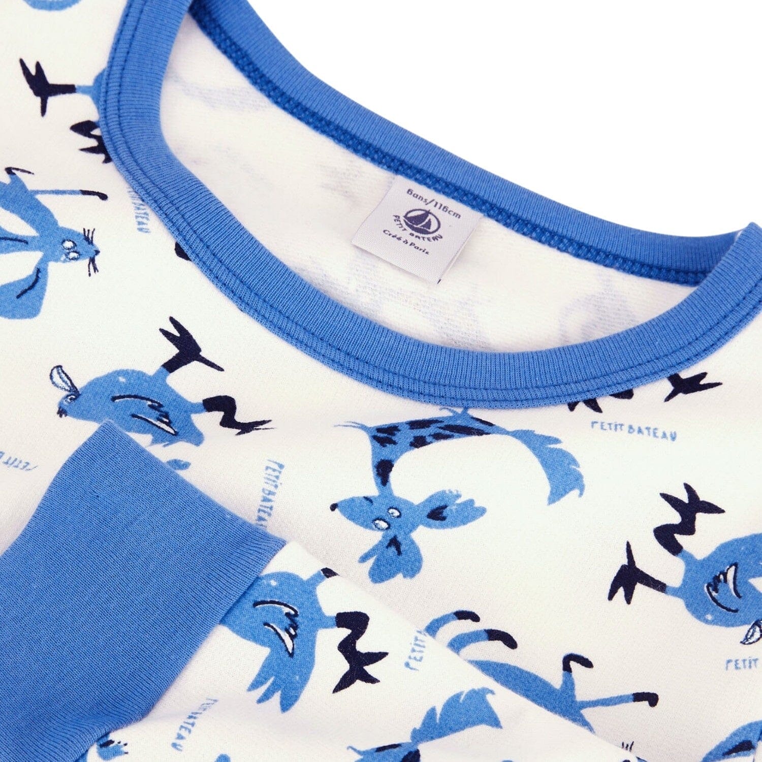 Petit Bateau Pyjama Milleraies aus Baumwolle mit Tiermotiv Schlafanzug Petit Bateau