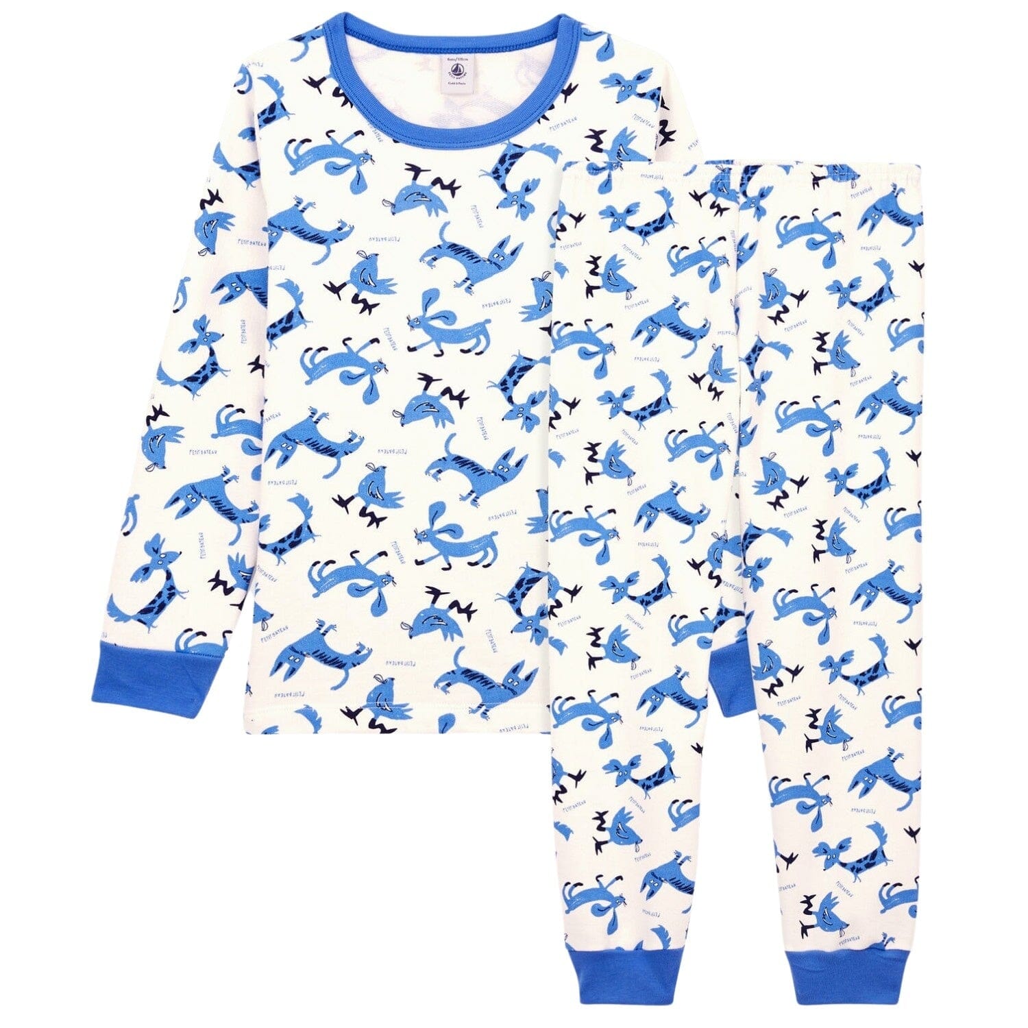 Petit Bateau Pyjama Milleraies aus Baumwolle mit Tiermotiv Schlafanzug Petit Bateau