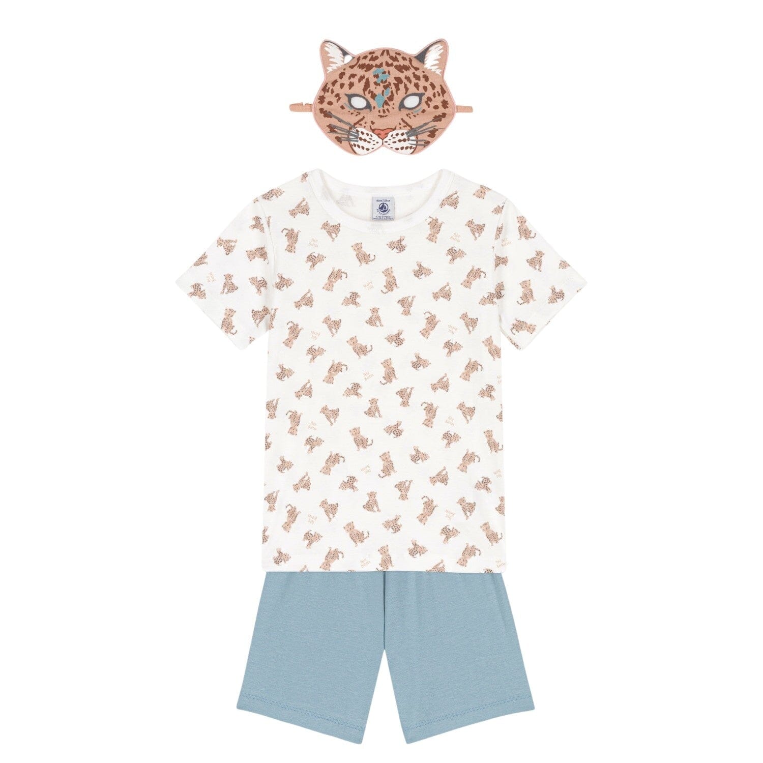Petit Bateau Baumwoll-Pyjama mit Leoparden Print und Maske Schlafanzug Petit Bateau