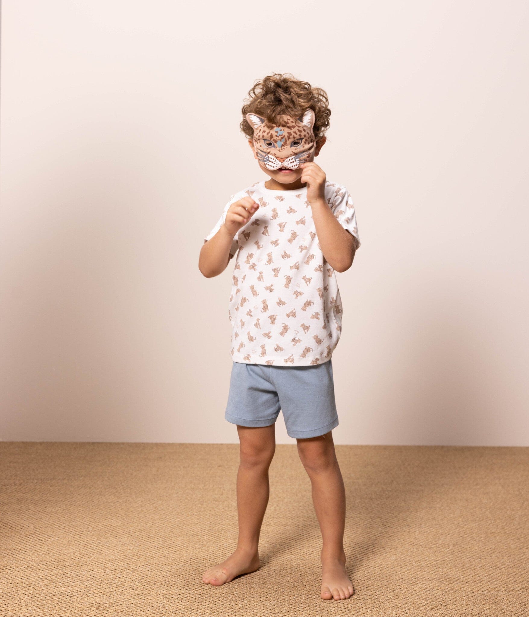 Petit Bateau Baumwoll-Pyjama mit Leoparden Print und Maske Schlafanzug Petit Bateau