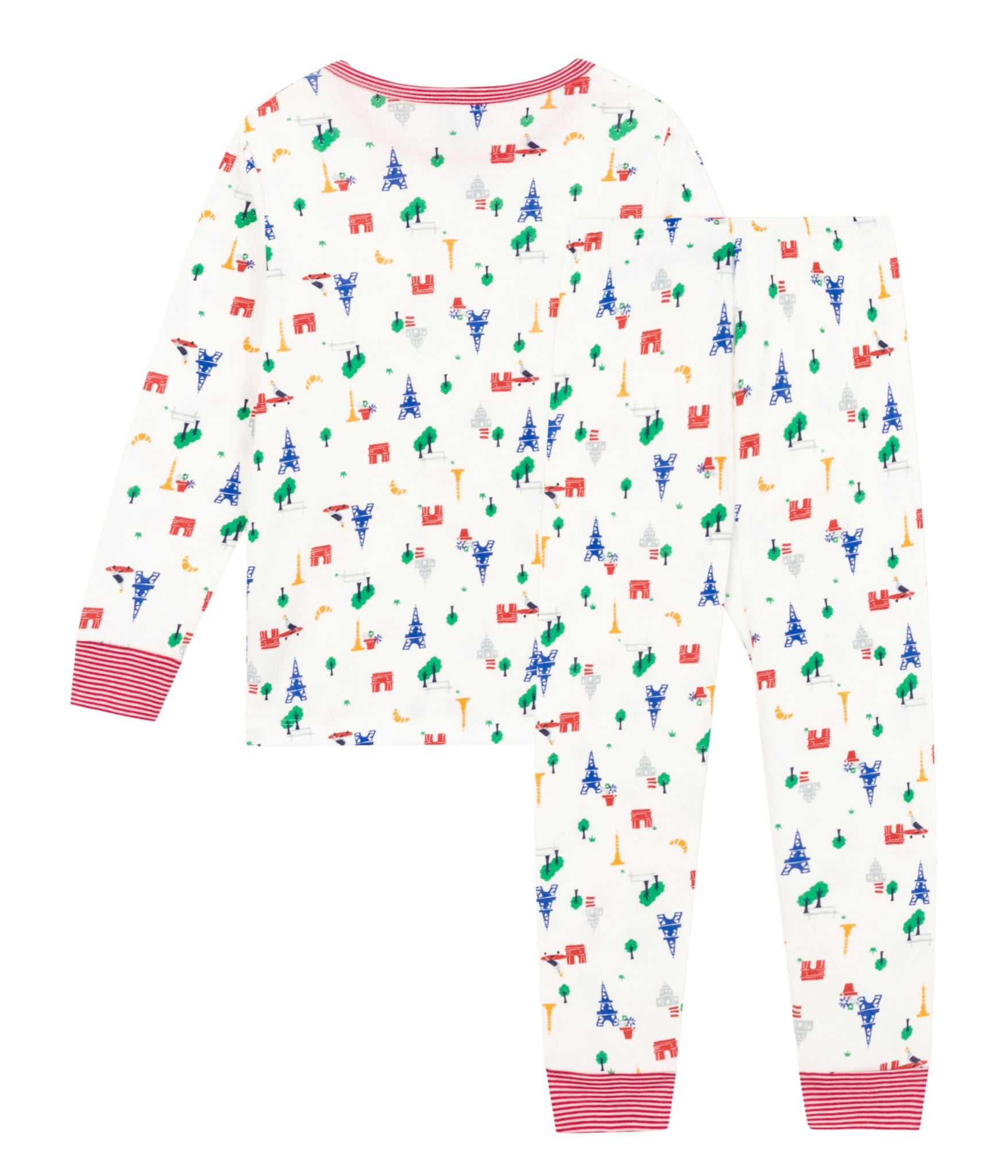 Petit Bateau Zweiteiler Pyjama mit bunten Paris Motiven Schlafanzug Petit Bateau