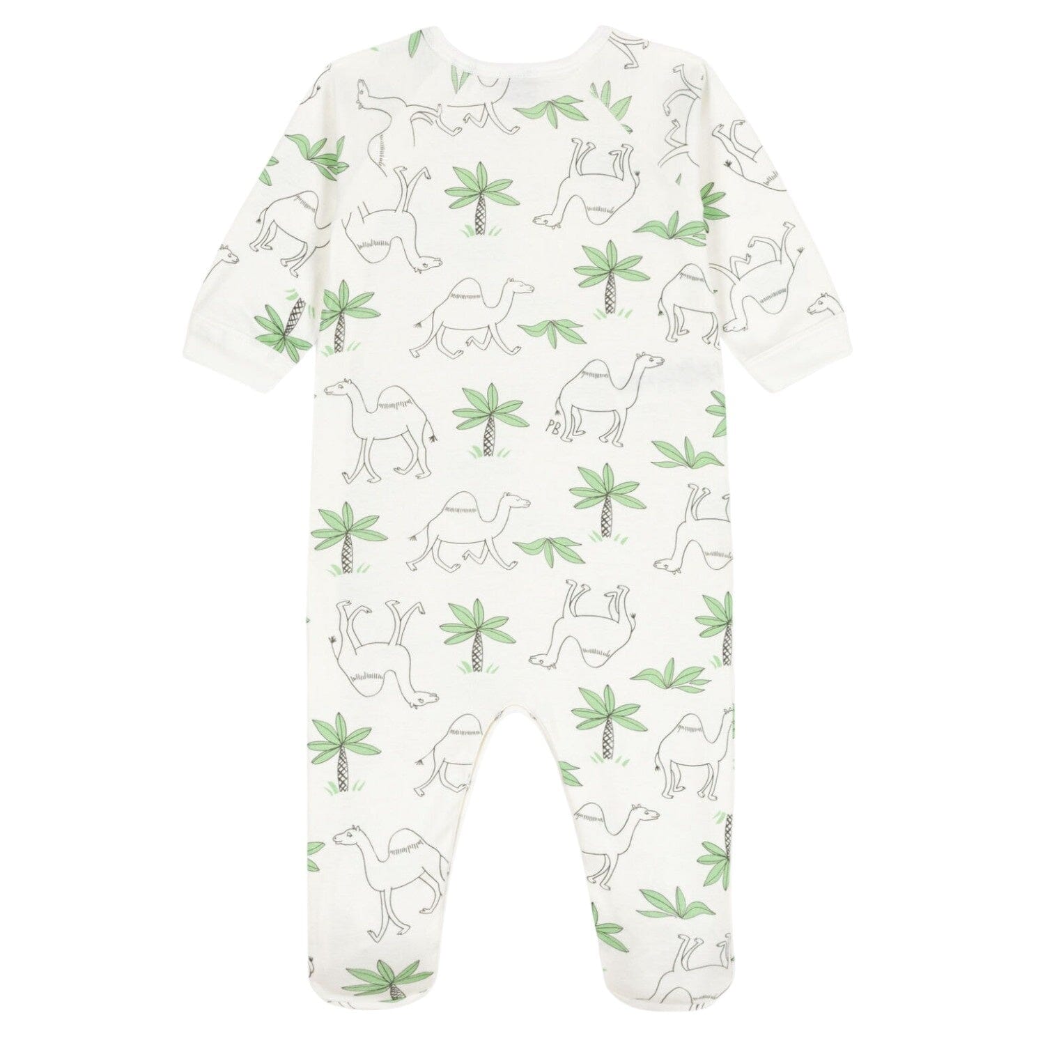 Petit Bateau Strampler Kameldruck weiß und grün Strampler Petit Bateau