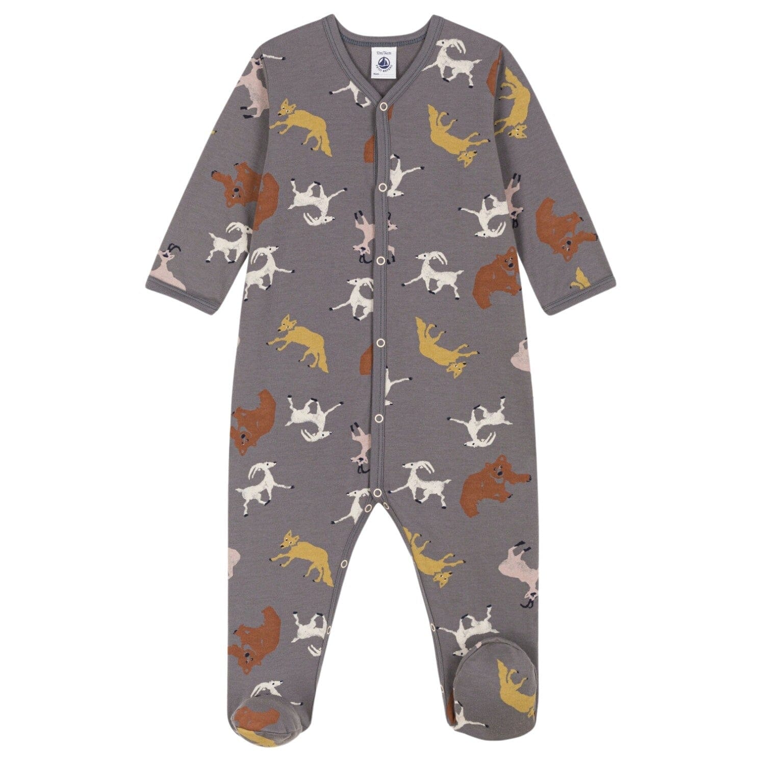Petit Bateau Baby-Strampler fußlos mit Tiermotiv - grau Strampler Petit Bateau