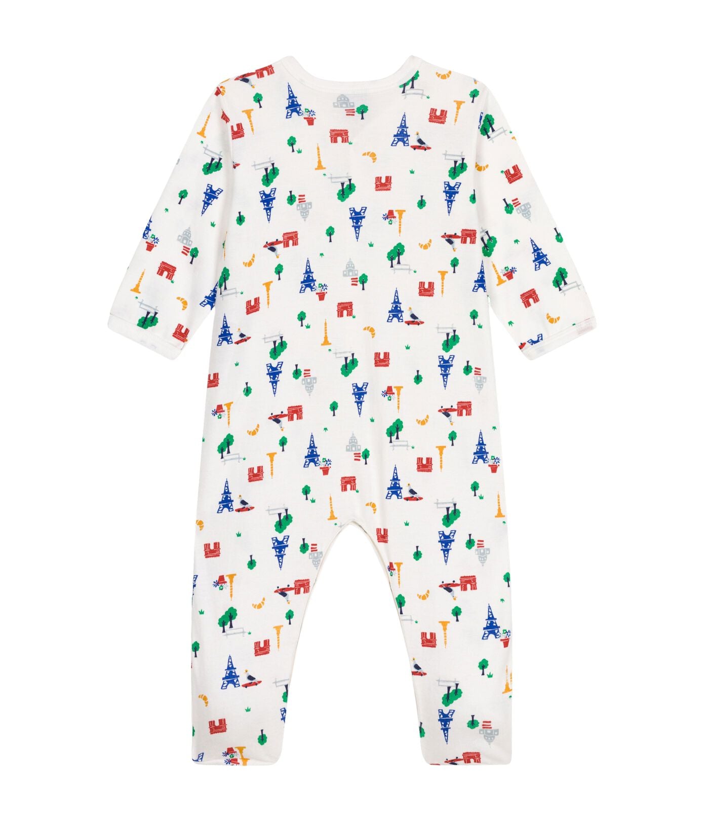 Petit Bateau weißer Strampler mit buntem Paris Motiv Aufdruck Strampler Petit Bateau