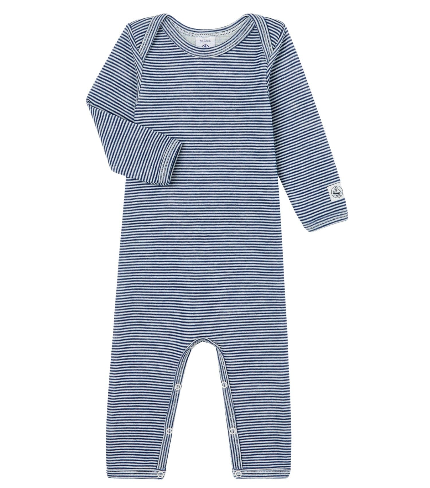 Petit Bateau Strampler Bodysuit warm aus Wolle und Baumwolle blau weiß Strampler Petit Bateau