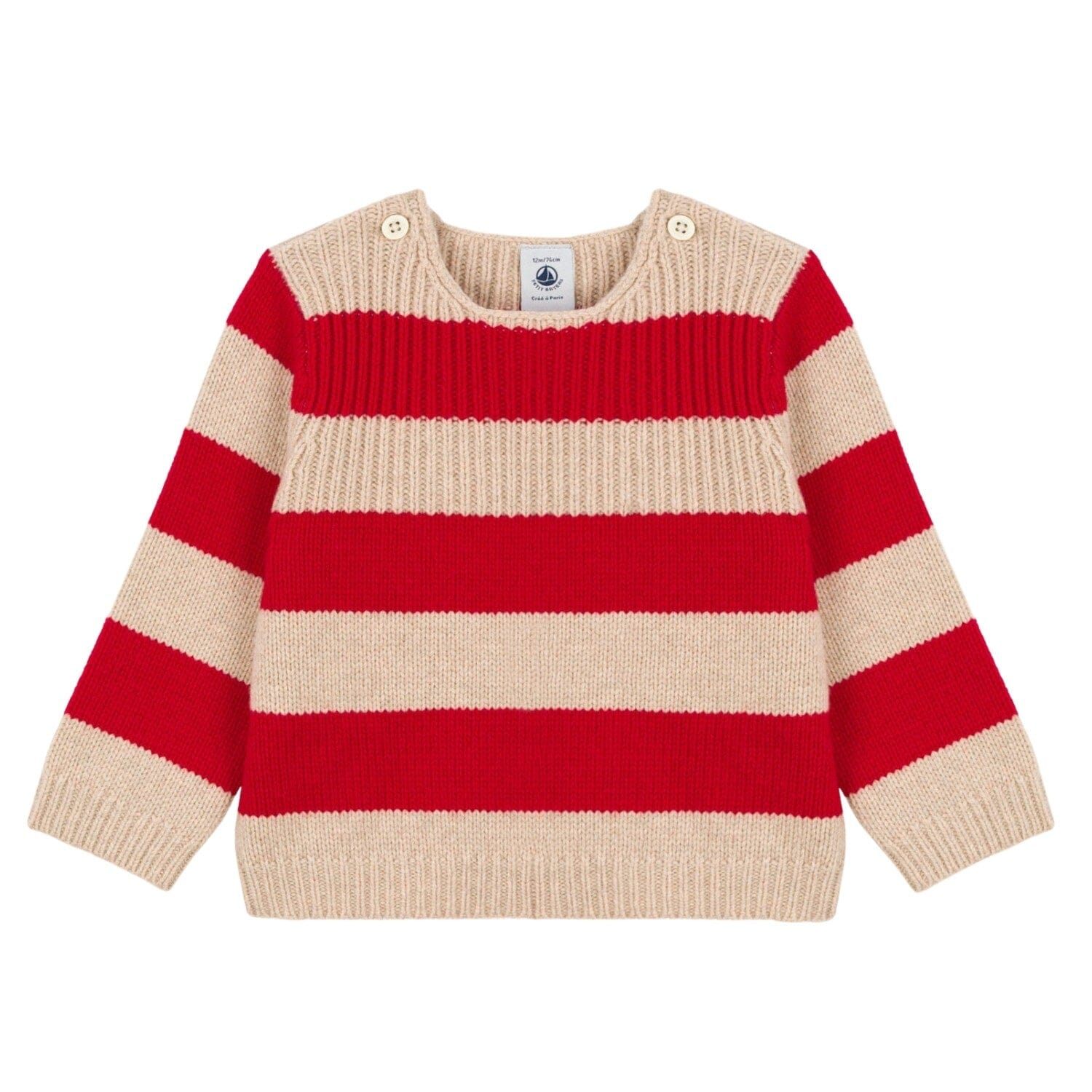 Petit Bateau Strickpullover rot beige Streifen Pullover Petit Bateau