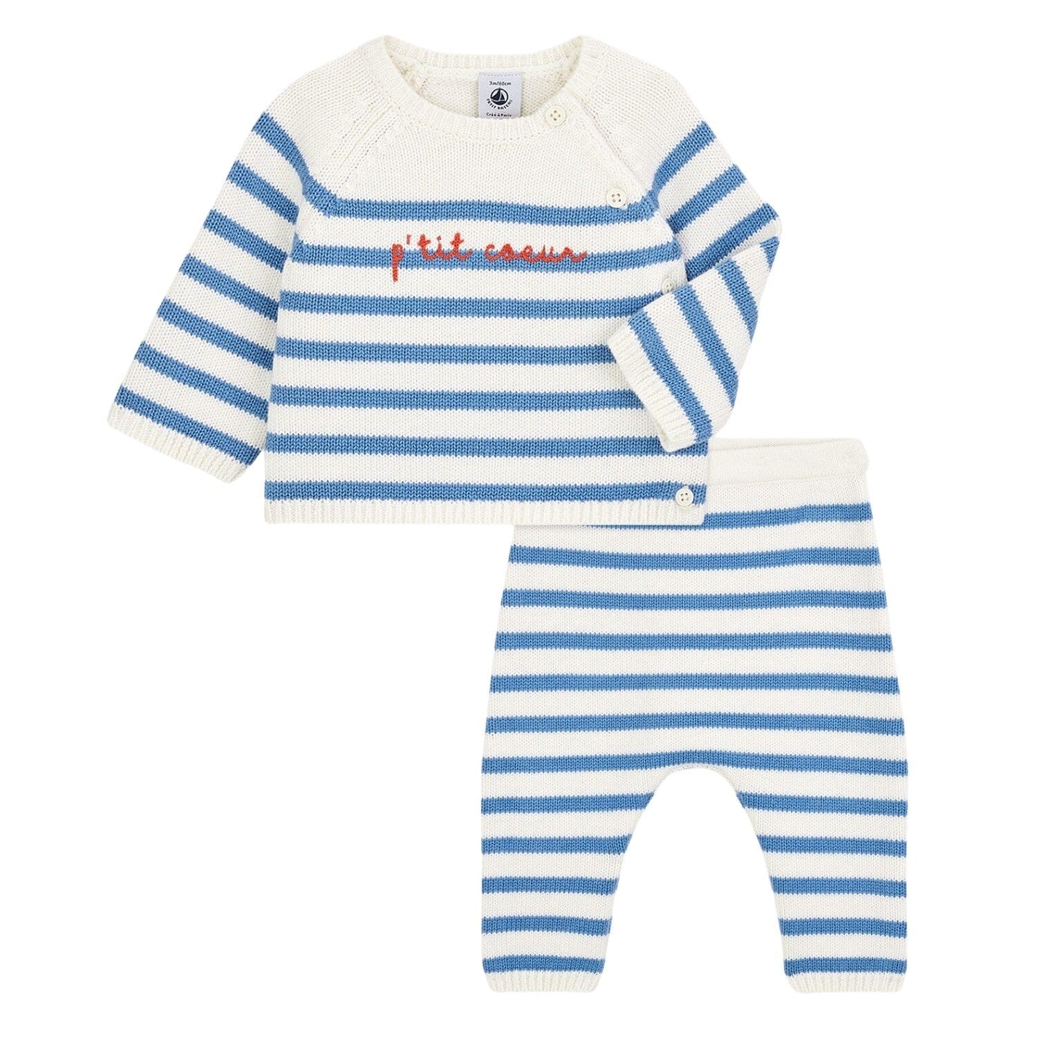 Petit Bateau 2-teiliges Baby-Set aus einem Cardigan und einer Hose Baby Kombination Petit Bateau
