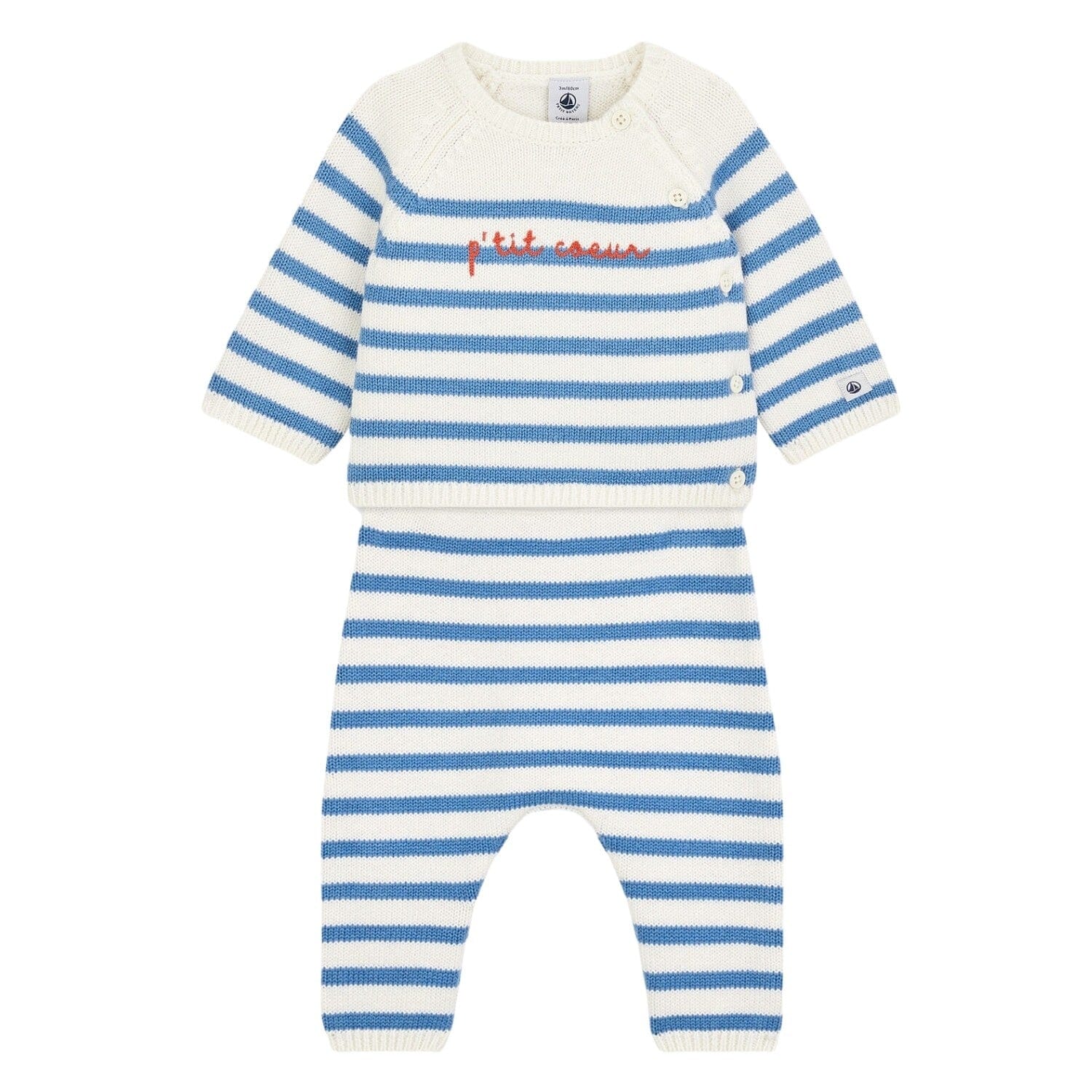 Petit Bateau 2-teiliges Baby-Set aus einem Cardigan und einer Hose Baby Kombination Petit Bateau