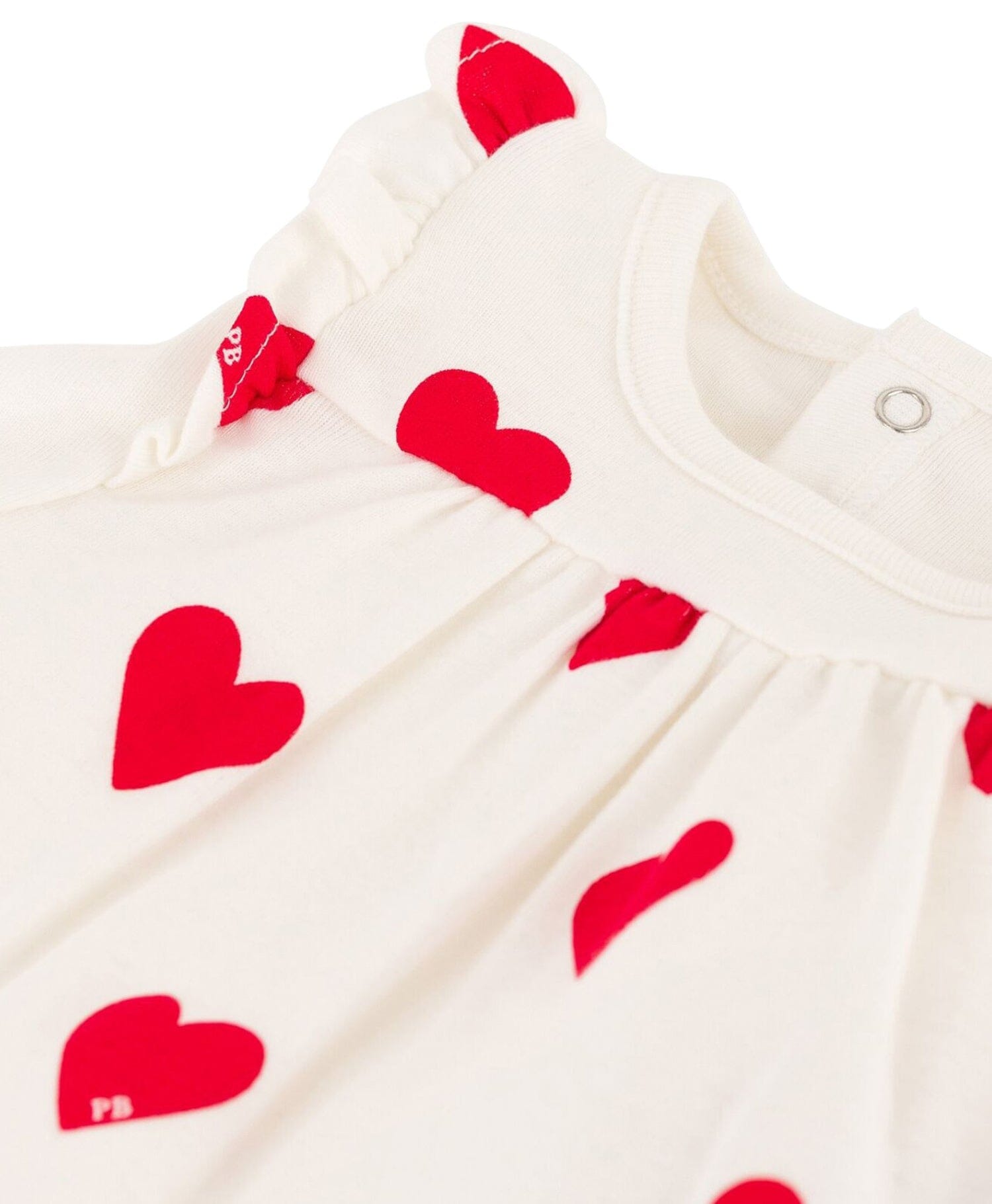 Petit Bateau Baby Body-Kleid weiß aus Bio-Baumwolle mit Herzen ohne Ärmel aus Bio-Baumwolle Bodykleid Petit Bateau