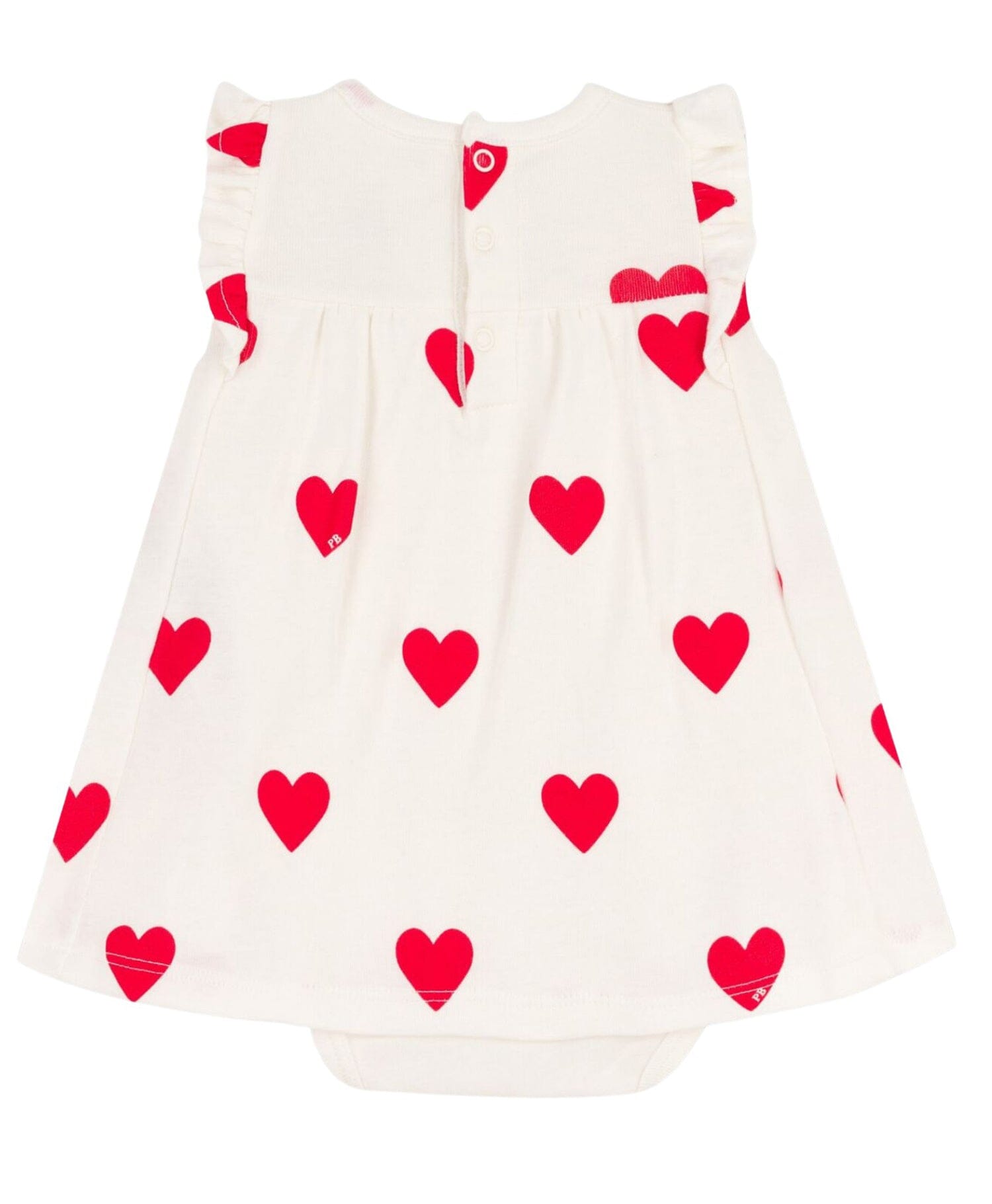 Petit Bateau Baby Body-Kleid weiß aus Bio-Baumwolle mit Herzen ohne Ärmel aus Bio-Baumwolle Bodykleid Petit Bateau