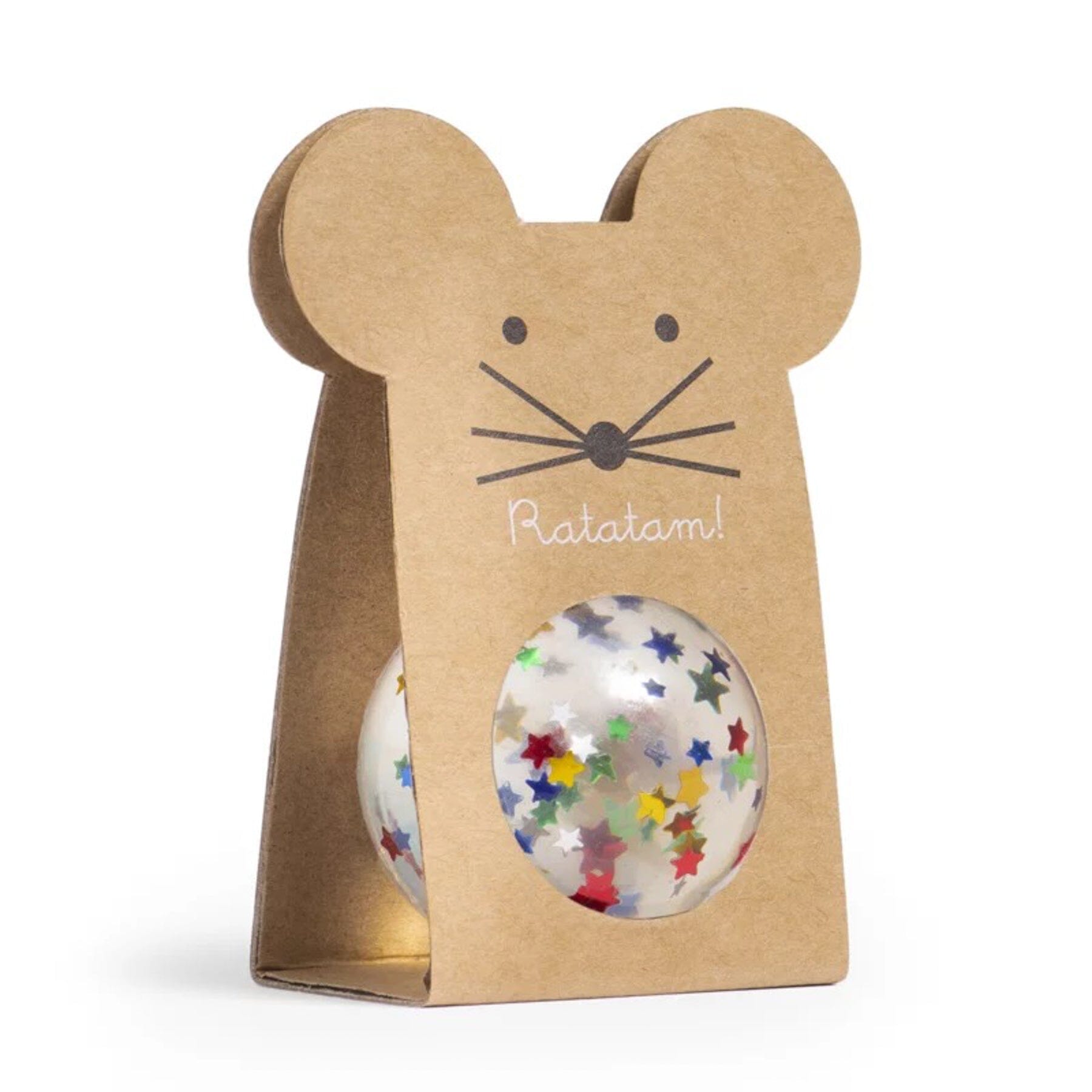 Ratatam Flummi „Star“, 43 mm – Transparent mit bunten Sternen Aktivity- Spielzeug RATATAM