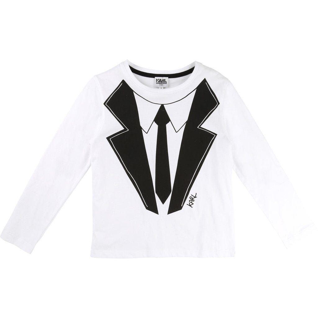 KARL LAGERFELD KIDS Longsleeve Krawatte weiß Langarmshirt Karl Lagerfeld