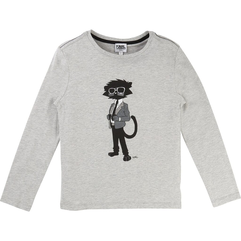 KARL LAGERFELD KIDS Langarmshirt Choupette grau Langarmshirt Karl Lagerfeld