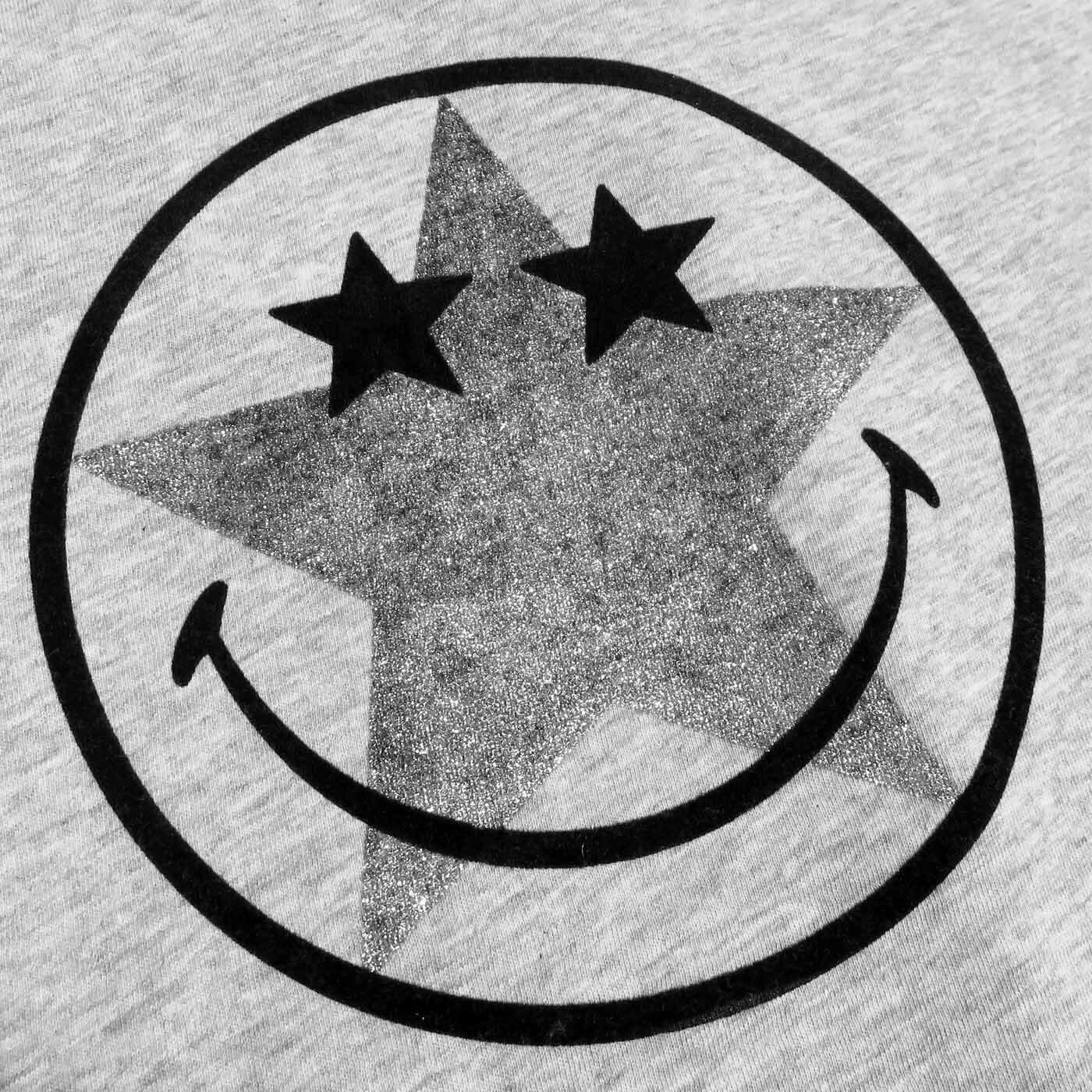 Rock Star Baby T-Shirt „Smiley Star“ in Grau Melange (Baby) T-Shirt Rock Star Baby