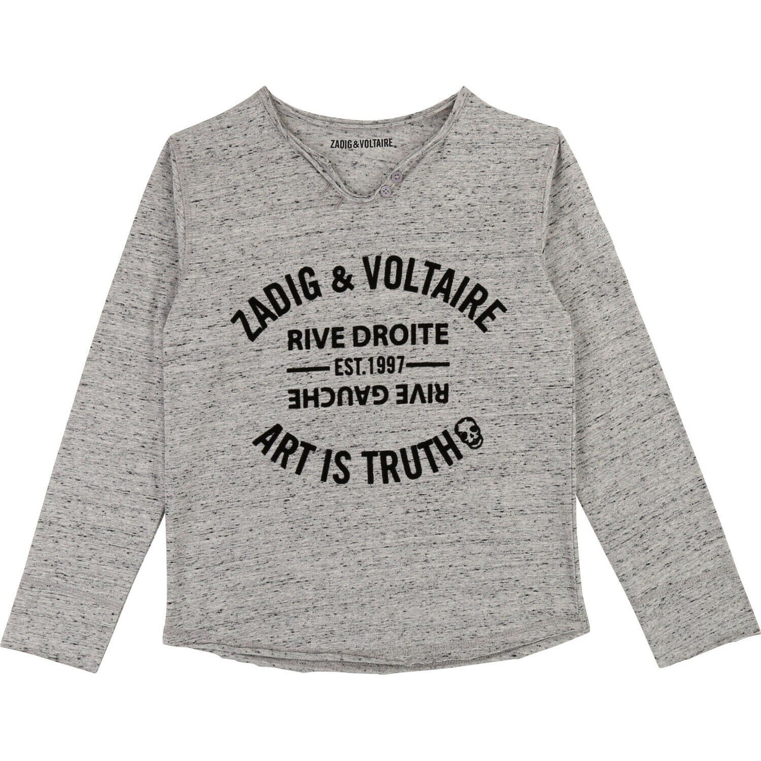 Zadig & Voltaire Longsleeve greymelange mit Markenstempel Langarmshirt Zadig & Voltaire
