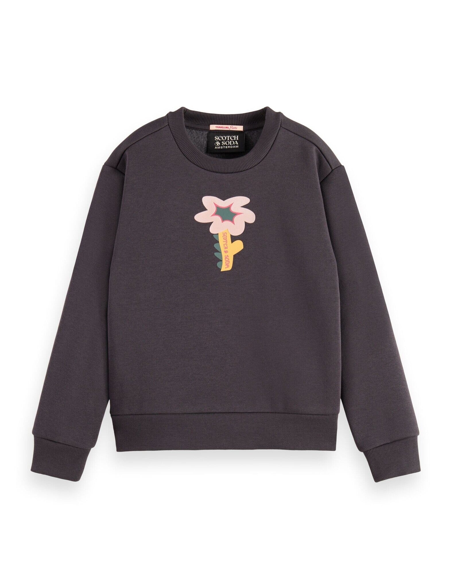 SCOTCH & SODA Kinder Artwork Sweatshirt braun mit Vorder- und Rückenprint und Stitching bunt Sweatshirt Scotch & Soda