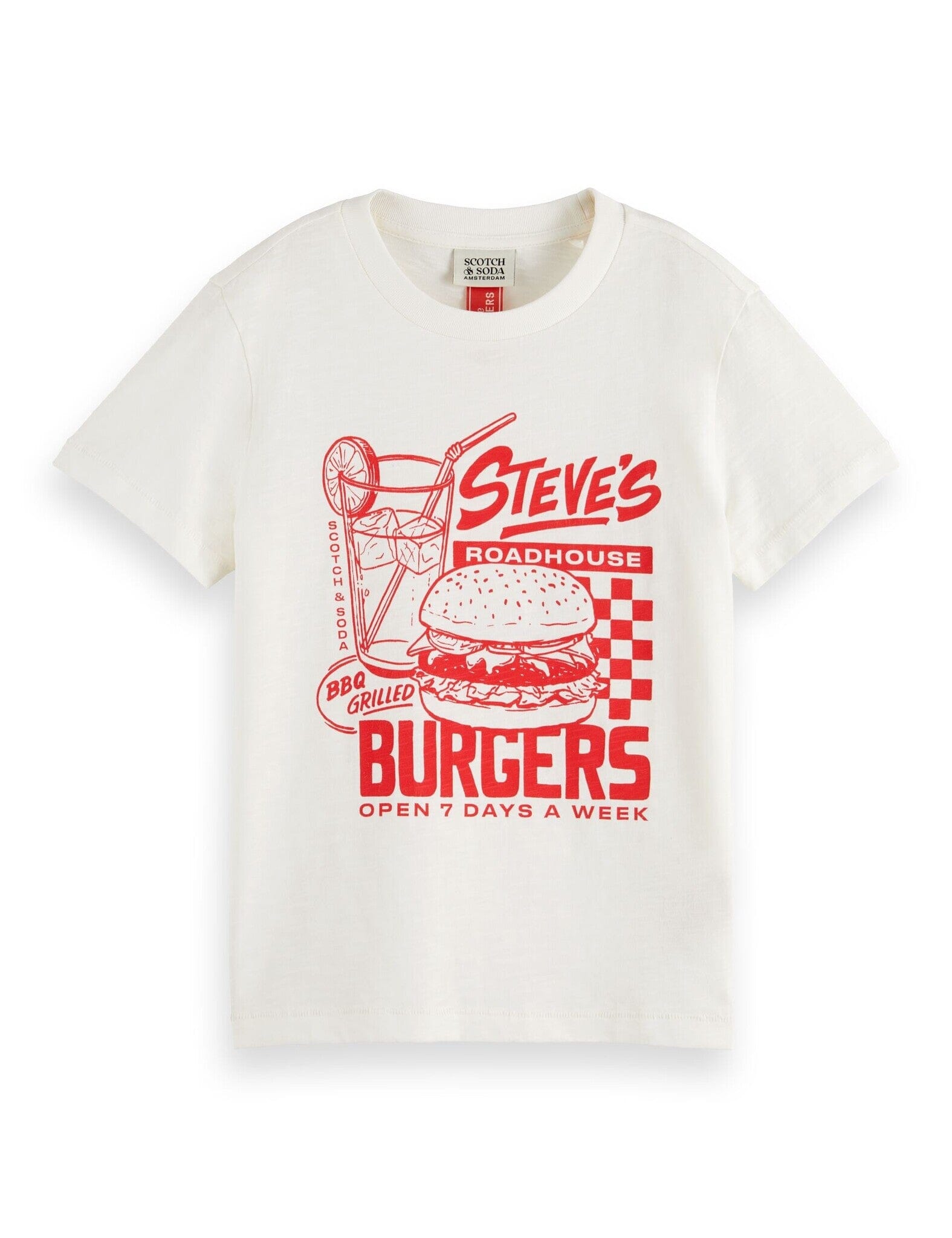 SCOTCH & SODA Kinder T-Shirt weiß mit rotem Print Steve´s Burgers T-Shirt Scotch & Soda