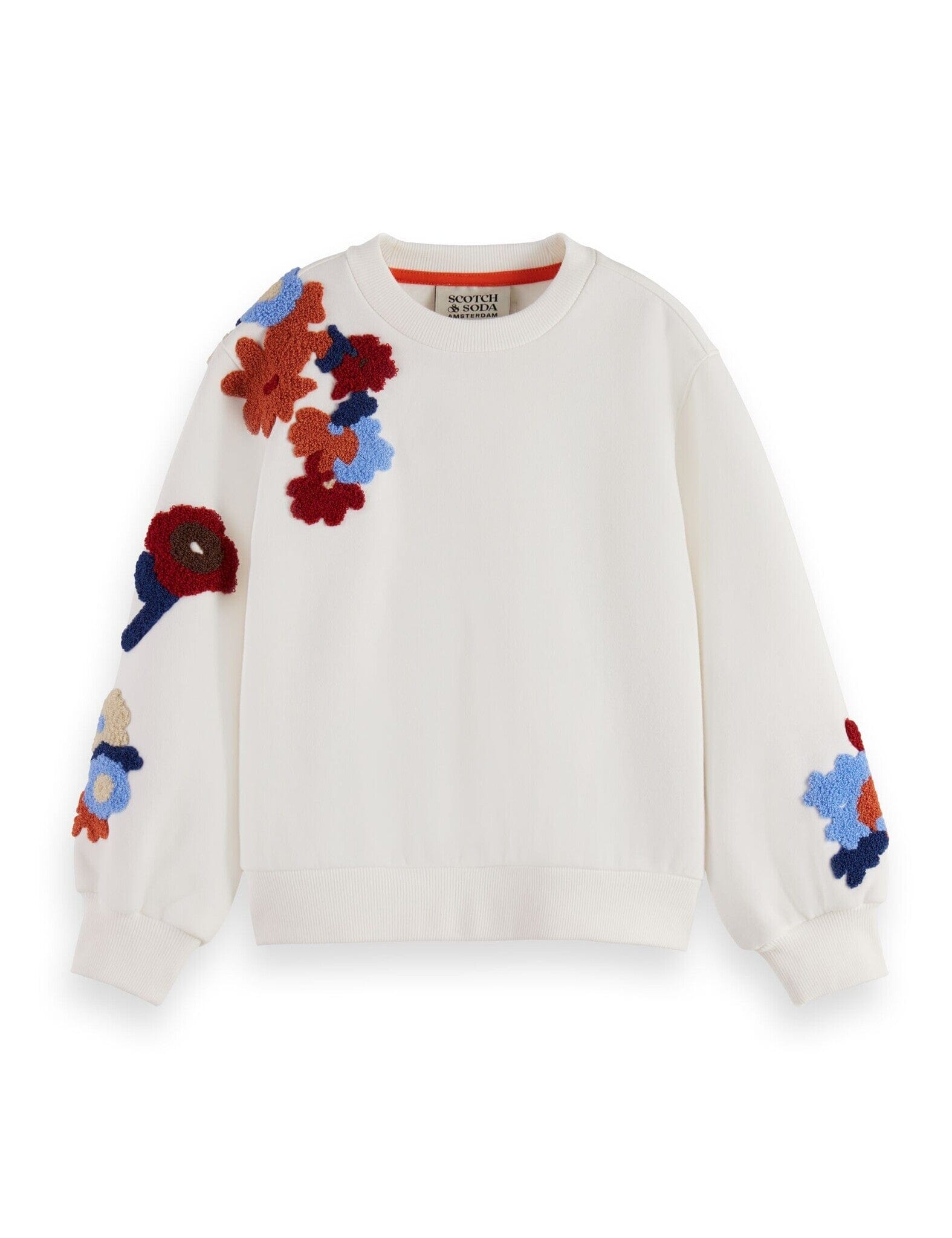 SCOTCH & SODA Kinder Sweatshirt creme mit Bouché Blumen bestickt Flower flauschig Sweatshirt Scotch & Soda