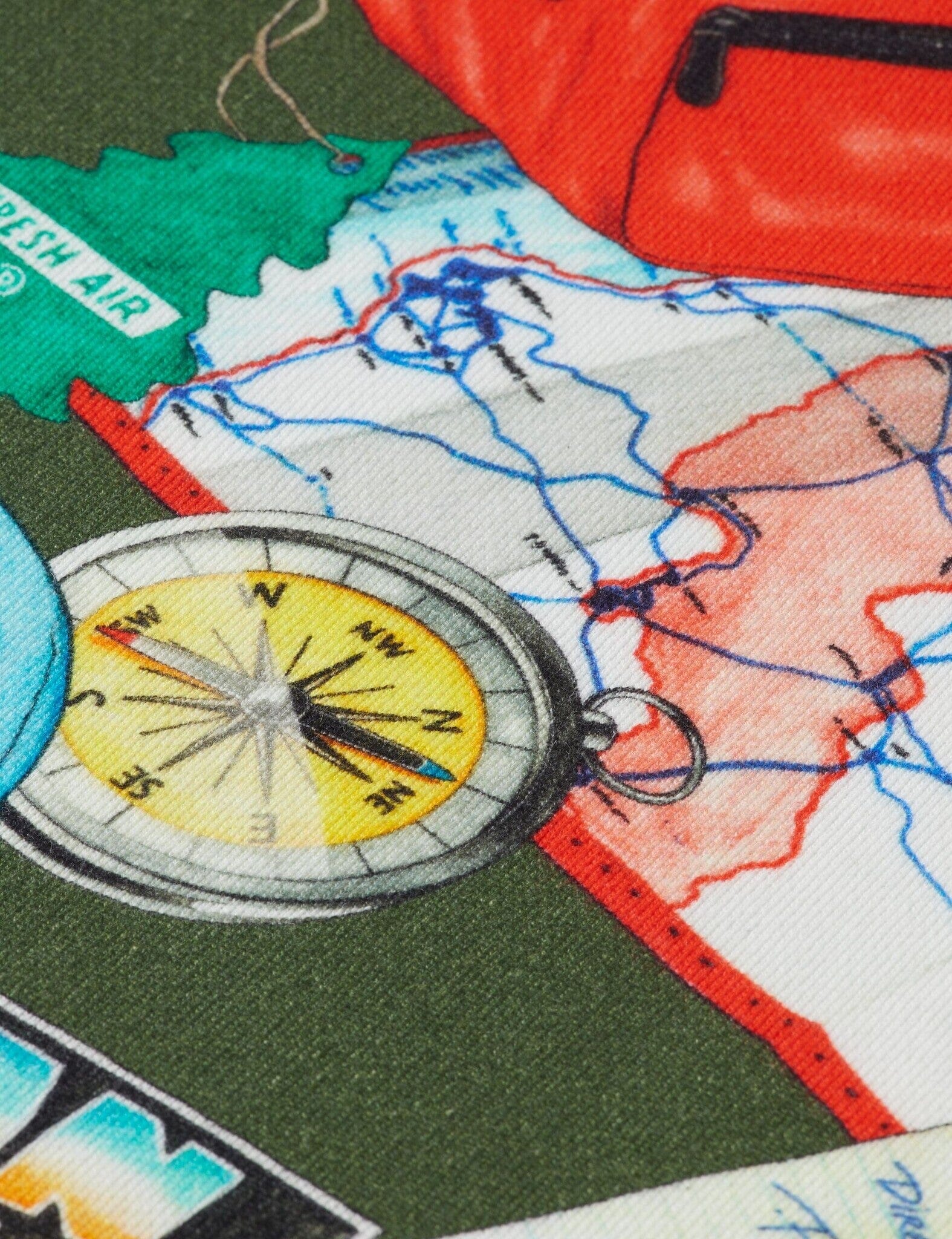 SCOTCH & SODA Sweater Roadtrip olivgrün bunt Print allover Sweatshirt Scotch & Soda