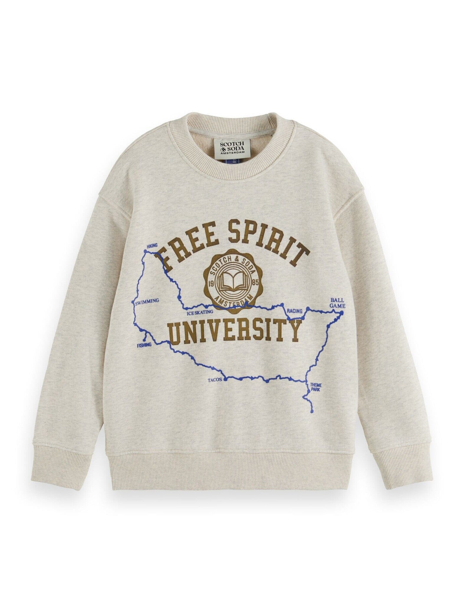 SCOTCH & SODA Kinder Sweatshirt College Style Print ecrú melange hellbeige Sweatshirt Scotch & Soda