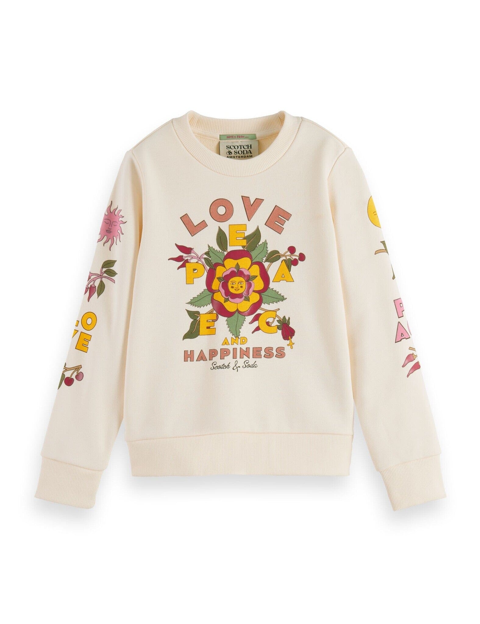 SCOTCH & SODA Kinder Artwork Sweatshirt soft ice/ creme Love Peace Happiness Print mehrfarbig Sweatshirt Scotch & Soda