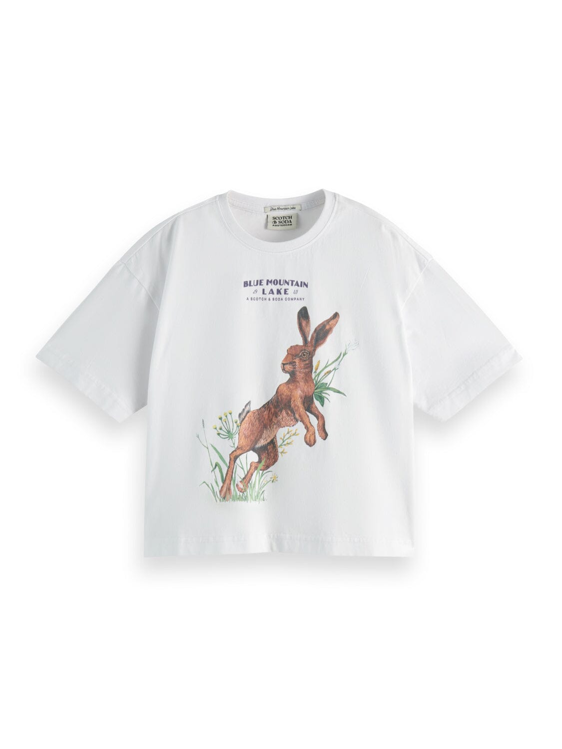 SCOTCH & SODA Kinder T-Shirt offwhite mit kunstvollem Hasenmotiv T-Shirt Scotch & Soda