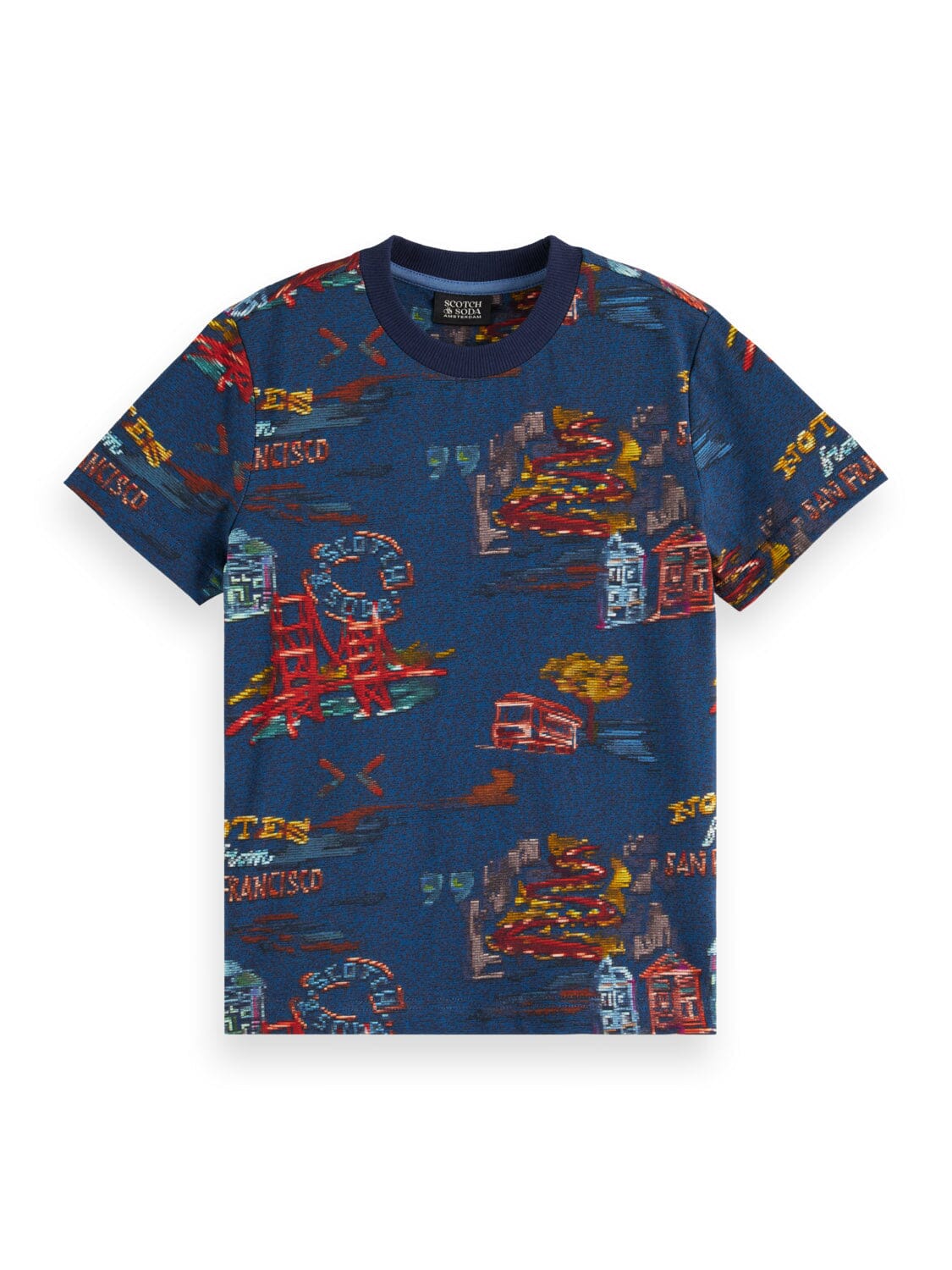 SCOTCH & SODA Kinder T-Shirt blau Allover Artwork Print RELAXED-FIT T-Shirt Scotch & Soda