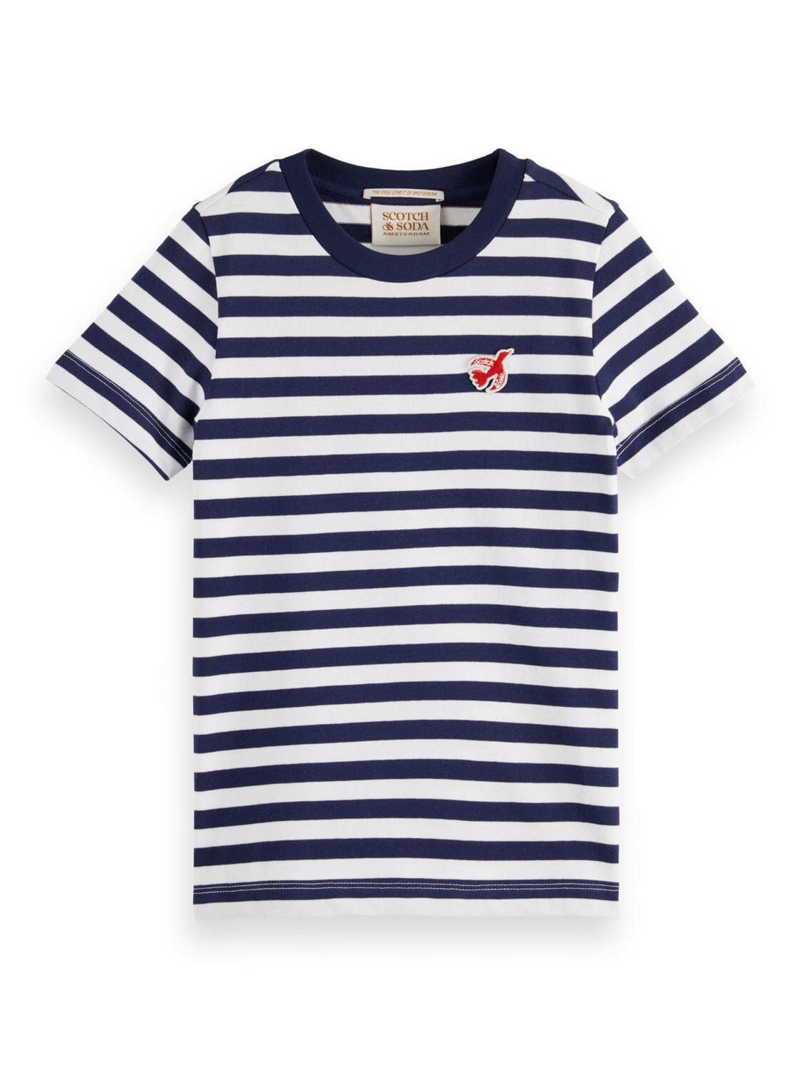 SCOTCH & SODA Kinder T-Shirt blau weiß gestreift Friedenstaube Applikation rot Biobaumwolle THE FREE SPIRIT T-Shirt Scotch & Soda