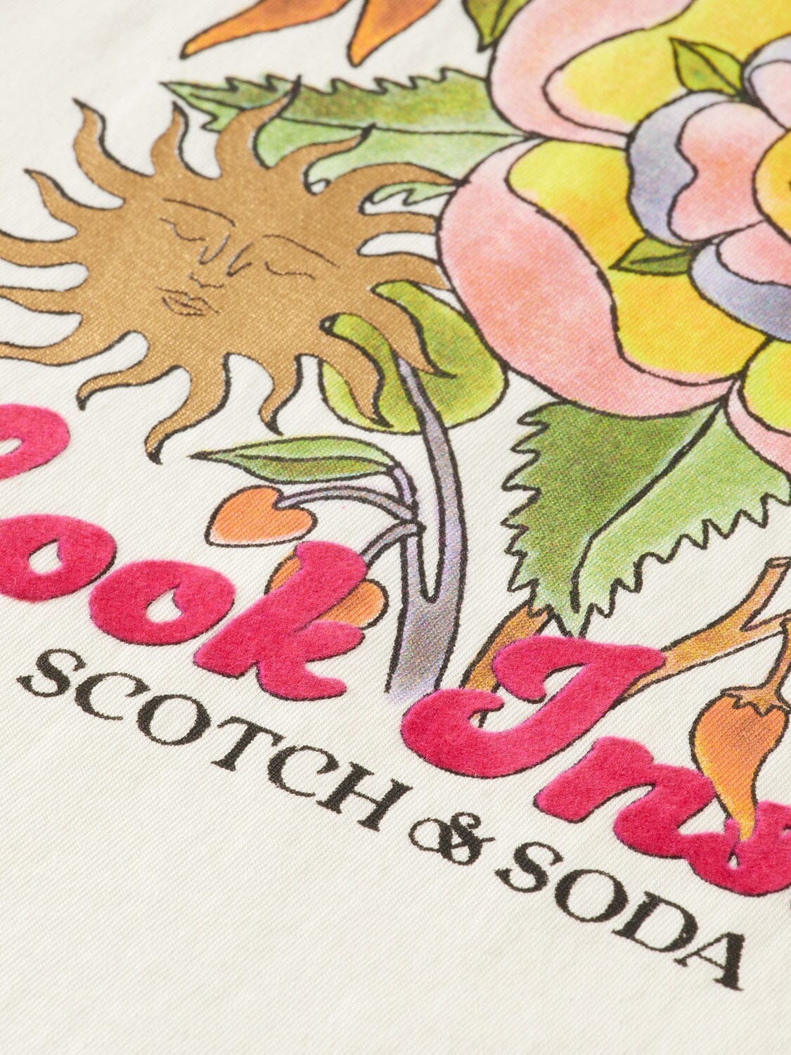 SCOTCH & SODA Kinder T-Shirt creme Blume Artwork Print Regular Fit T-Shirt Scotch & Soda