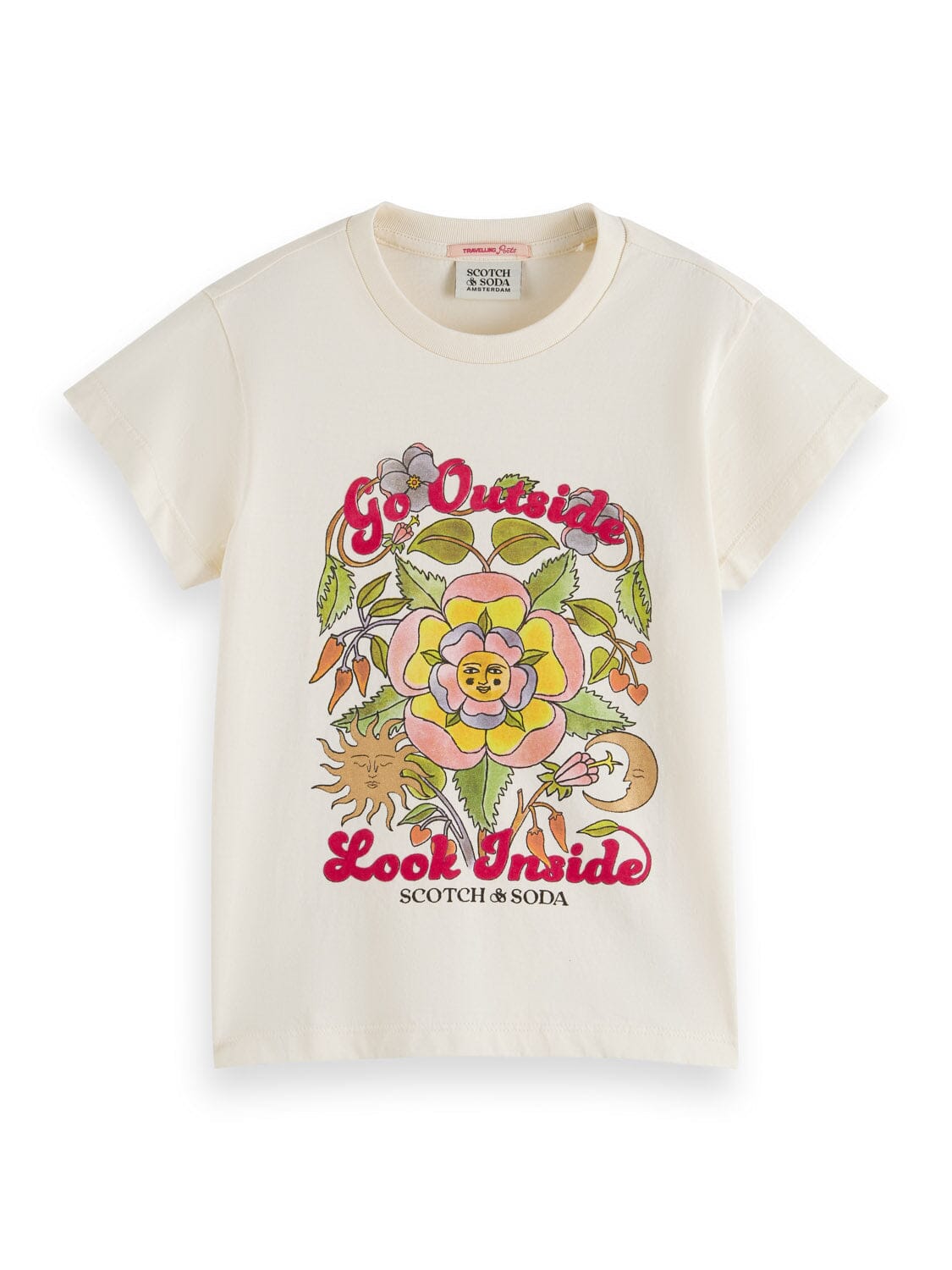 SCOTCH & SODA Kinder T-Shirt creme Blume Artwork Print Regular Fit T-Shirt Scotch & Soda
