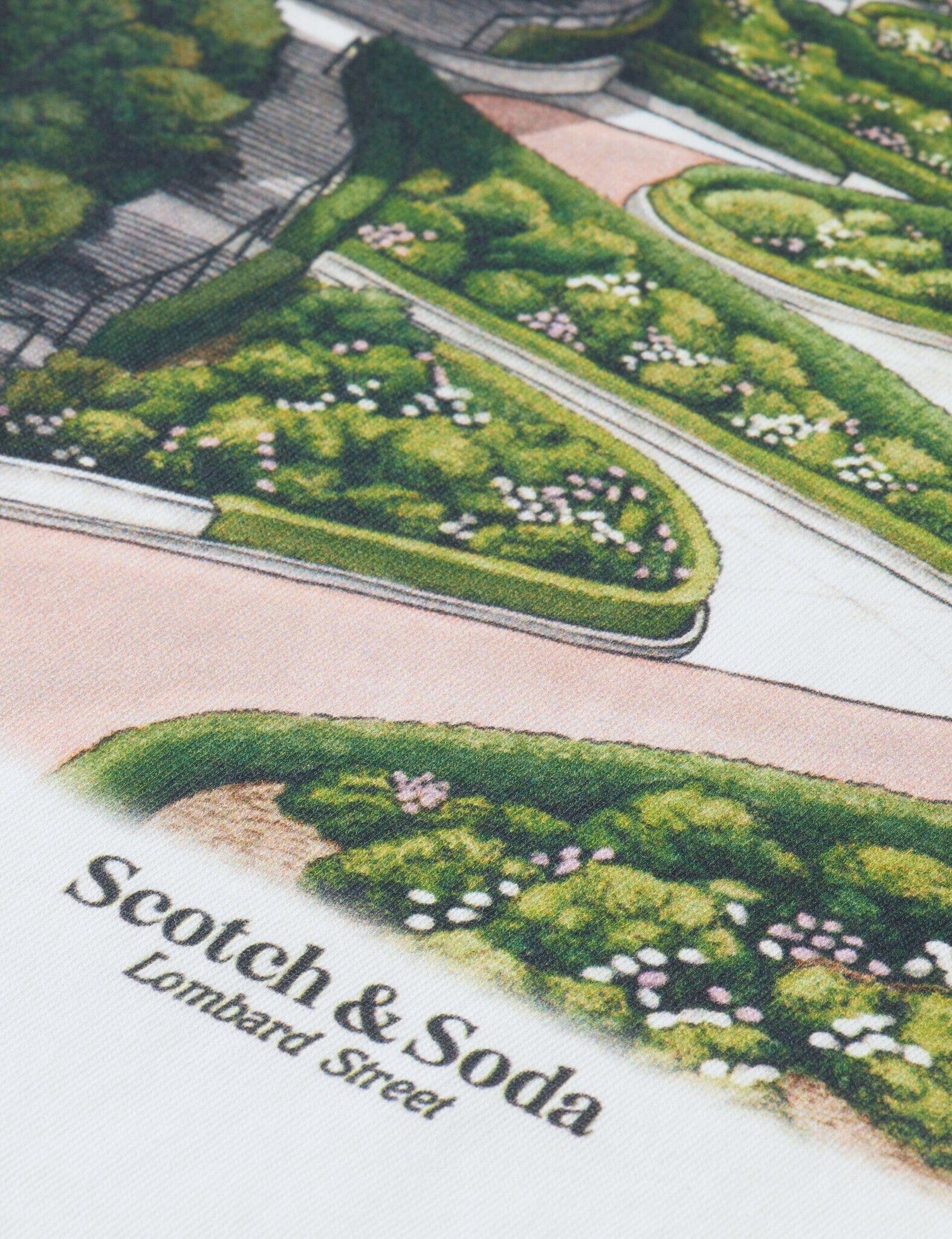 SCOTCH & SODA Kinder T-Shirt creme Artwork Rückenprint Lombard Street grün Straße T-Shirt Scotch & Soda