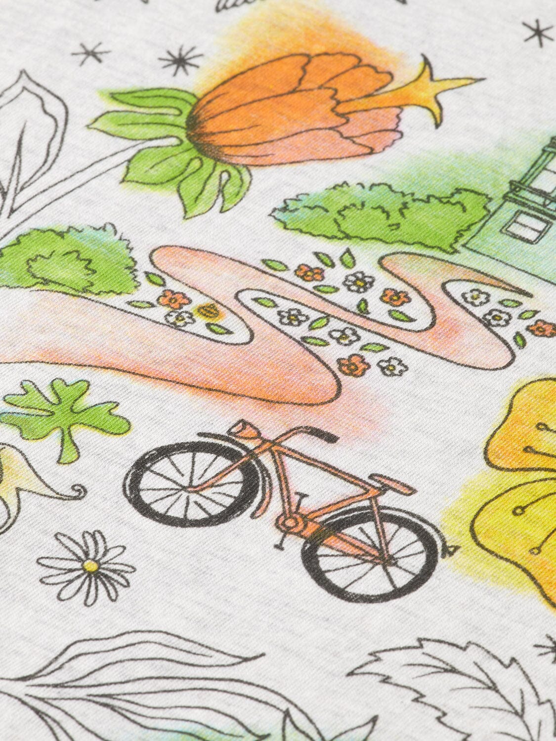 SCOTCH & SODA Kinder T-Shirt hellgrau greymelange Natur Haus Blumen Print T-Shirt Scotch & Soda