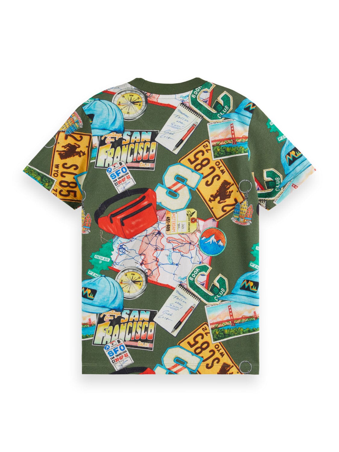 SCOTCH & SODA Kinder T-Shirt mehrfarbig San-Fancisco Souvenirs Print Allover military grün T-Shirt Scotch & Soda