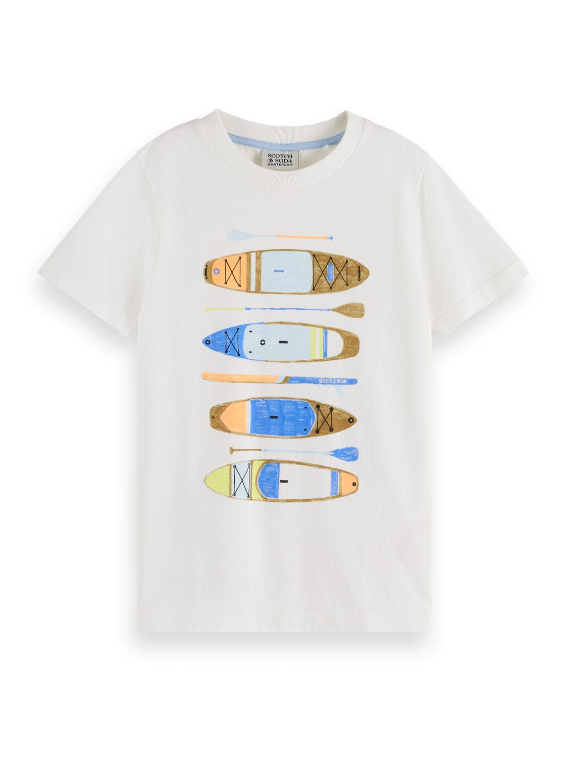 SCOTCH & SODA Kinder T-Shirt offwhite Standup Paddle Artwork Print angenehm T-Shirt Scotch & Soda